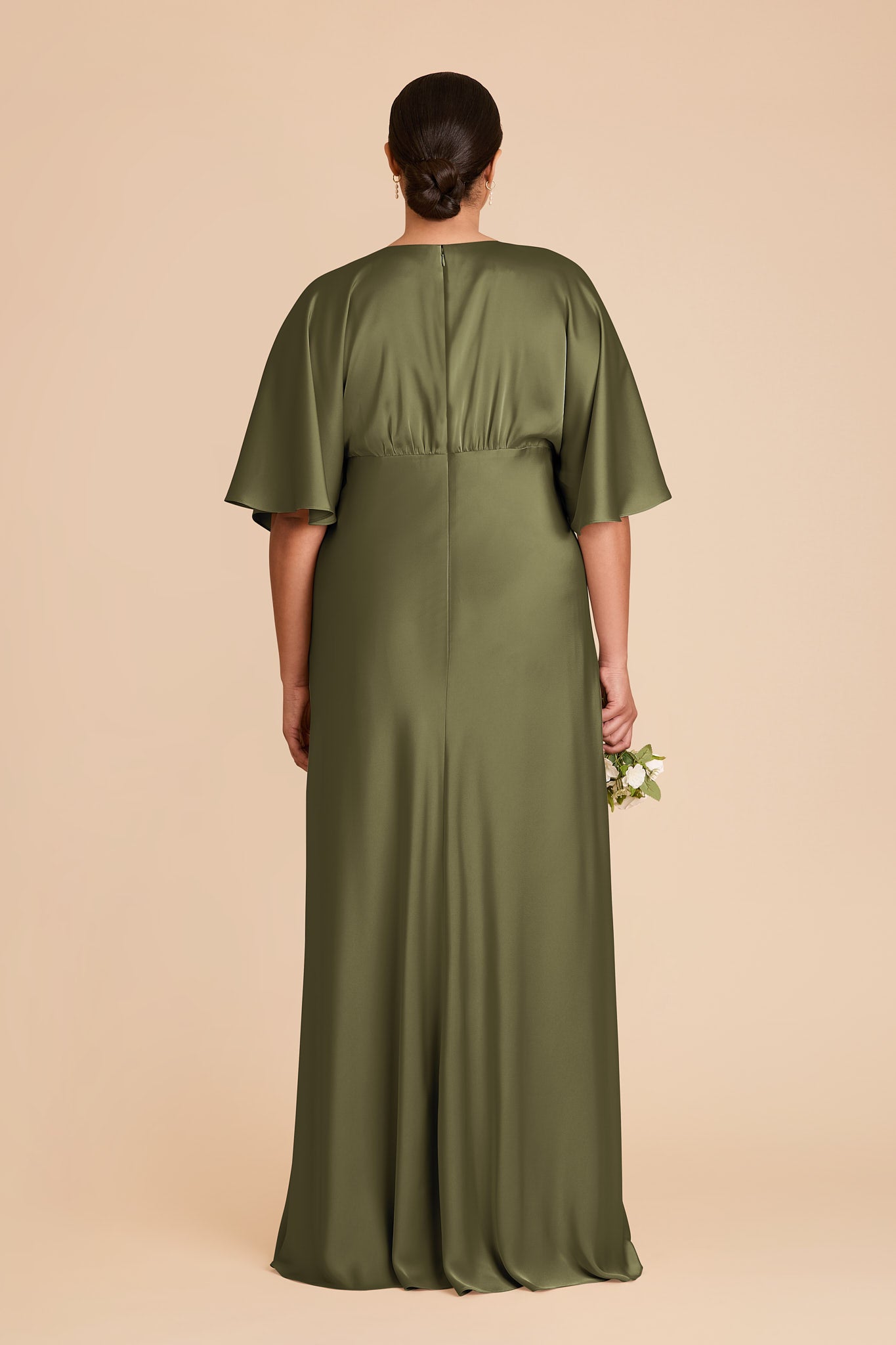 Matte Satin Gown with V-Neck & Kimono Sleeves | Shyla Dress