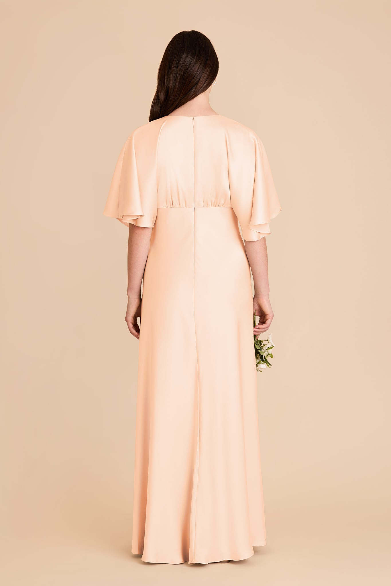 Matte Satin Gown with V-Neck & Kimono Sleeves | Shyla Dress