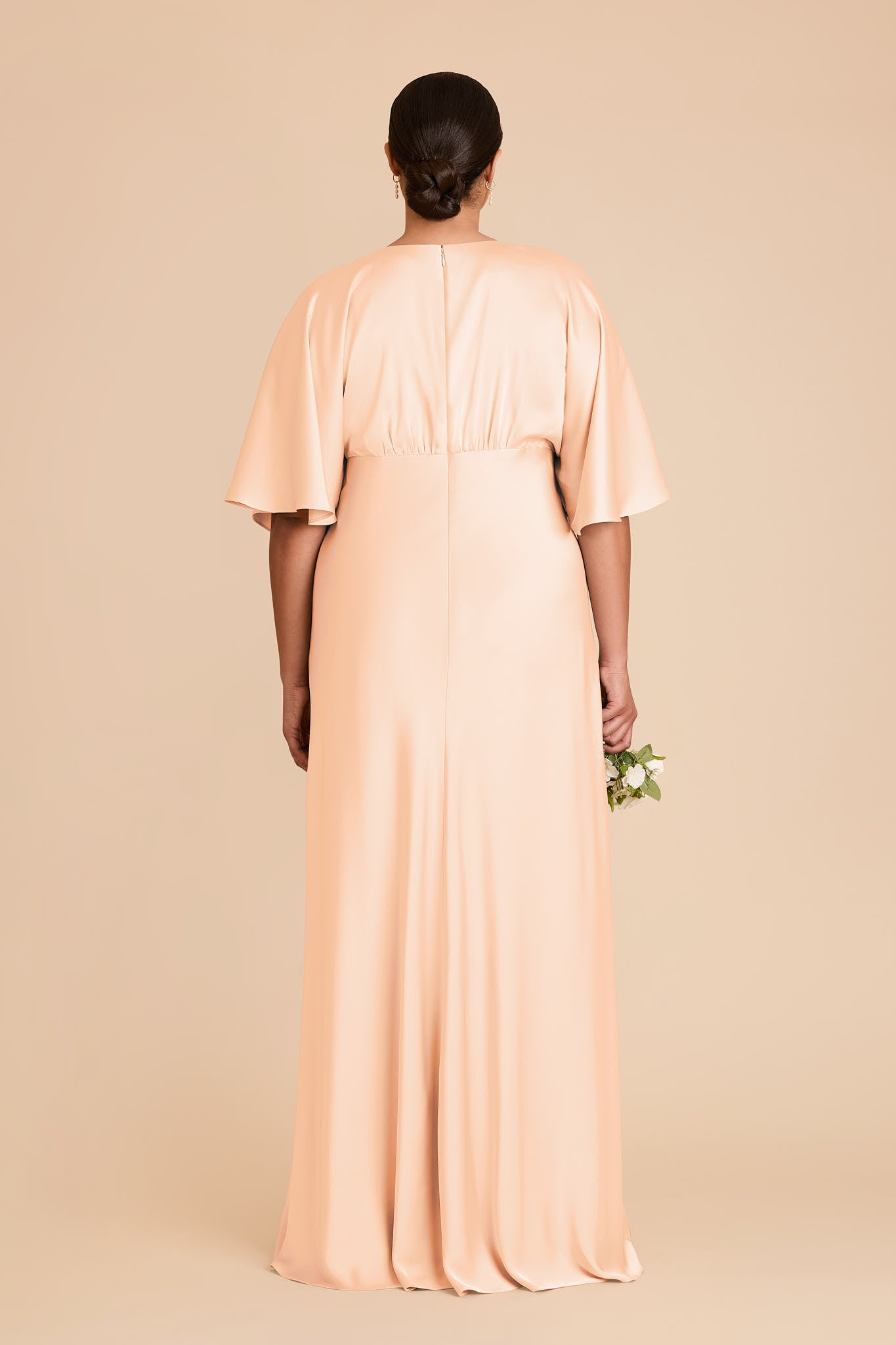 Matte Satin Gown with V-Neck & Kimono Sleeves | Shyla Dress