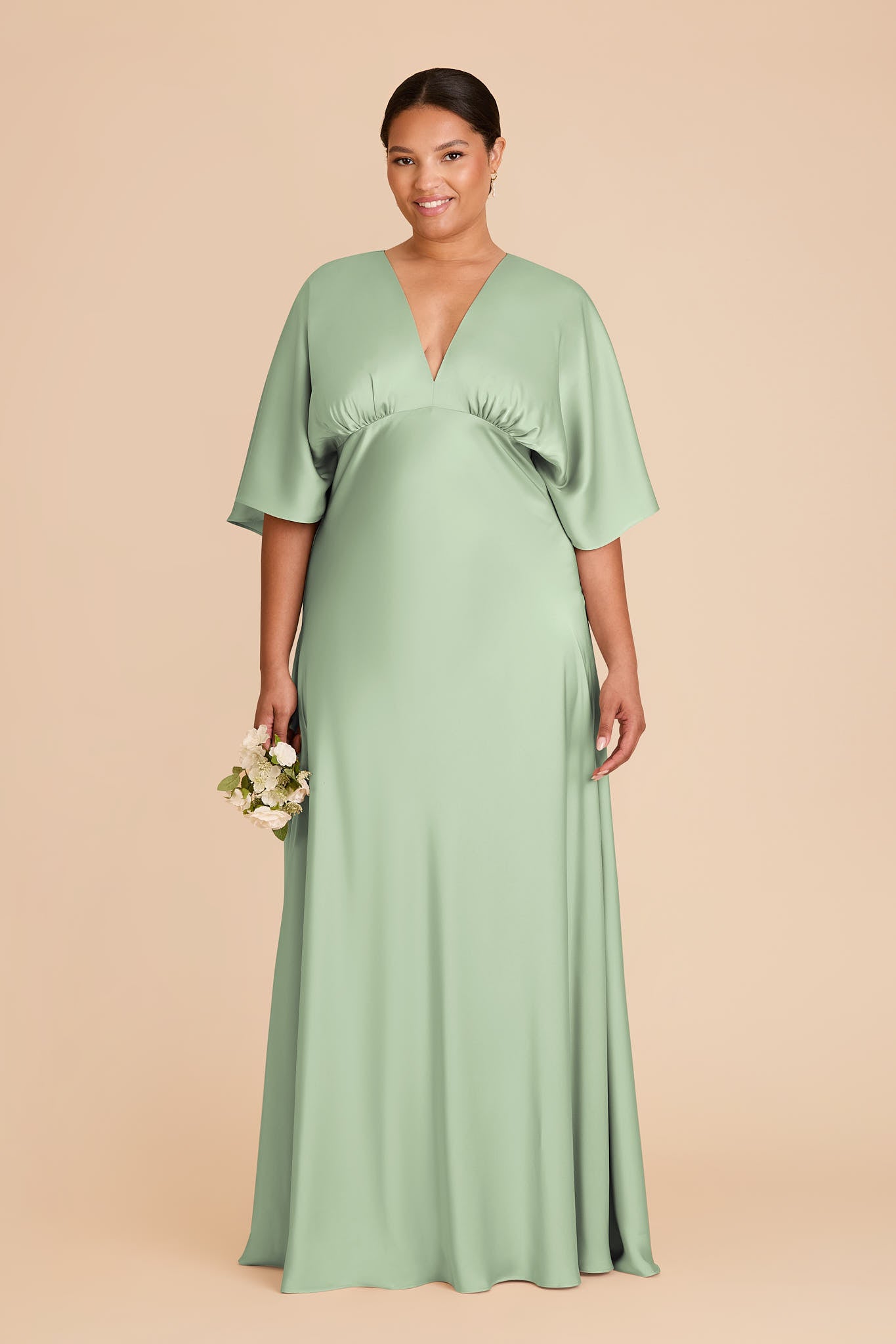 Matte Satin Maxi Dress with V-Neck & Leg Slit | Shyla