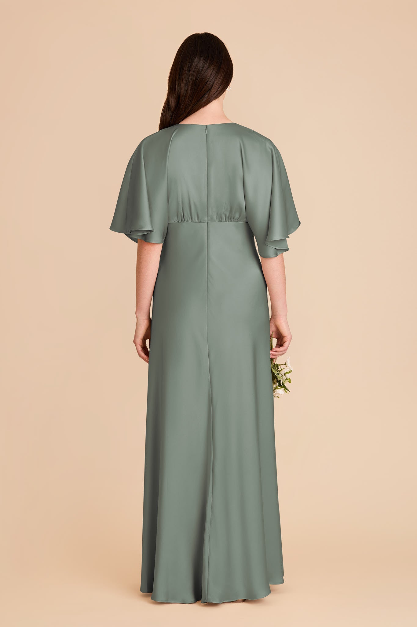 Matte Satin Maxi Dress with V-Neck & Kimono Sleeves | Shyla