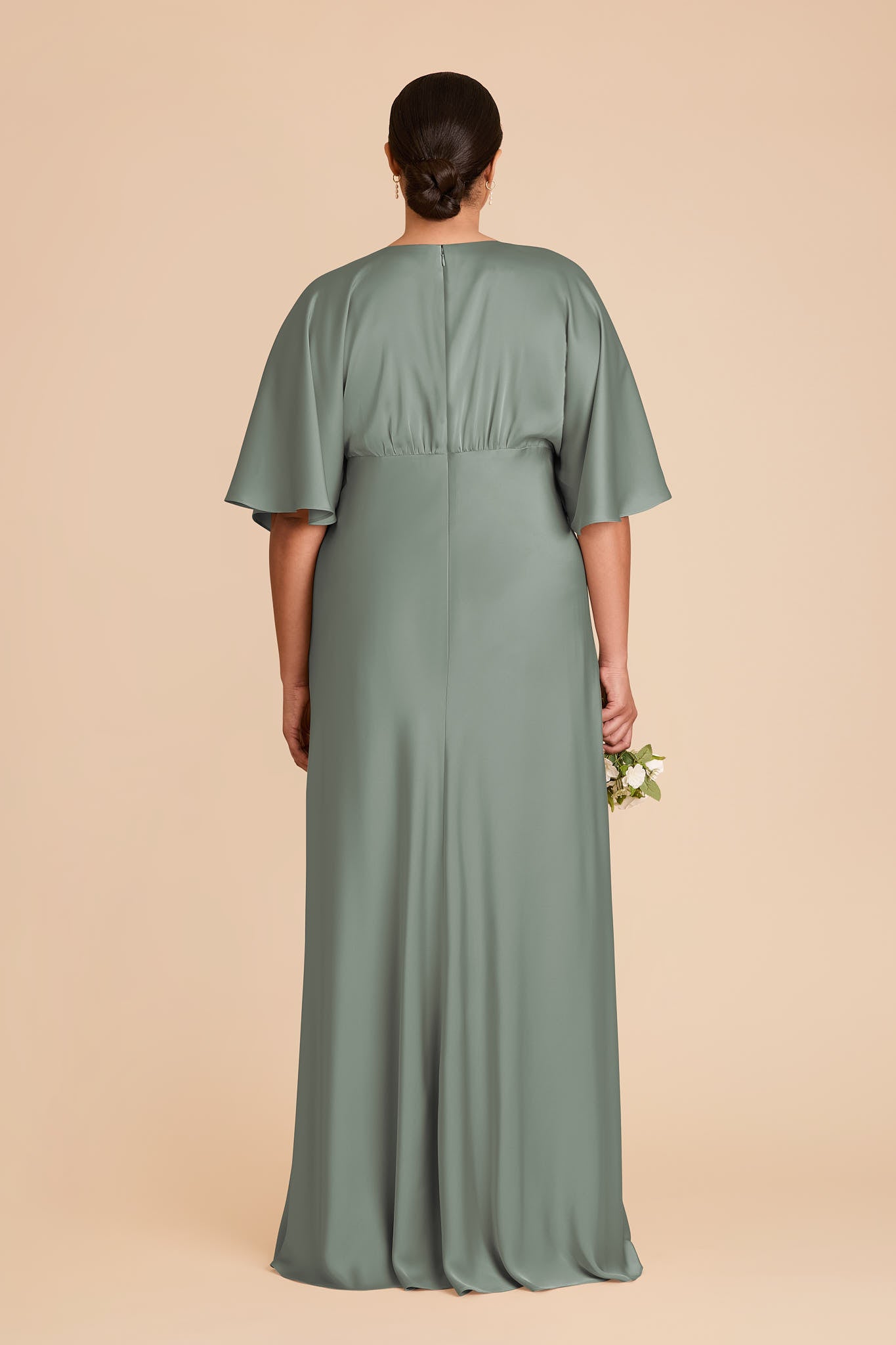 Matte Satin Maxi Dress with V-Neck & Kimono Sleeves | Shyla