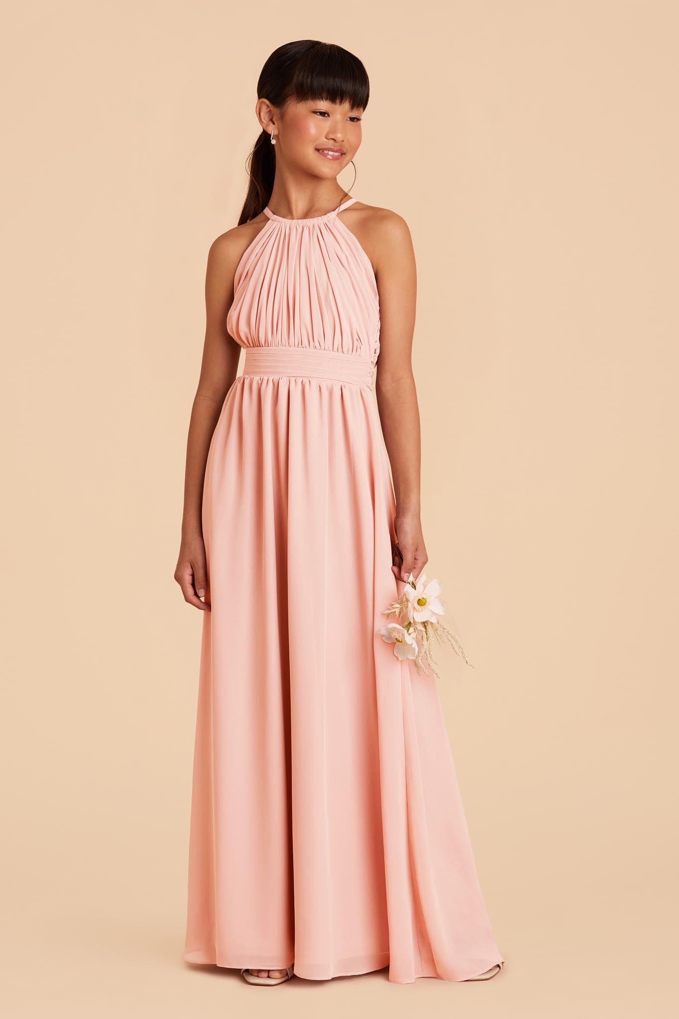 Junior Bridesmaid Dress - Blush Pink Halter Neck | Sienna