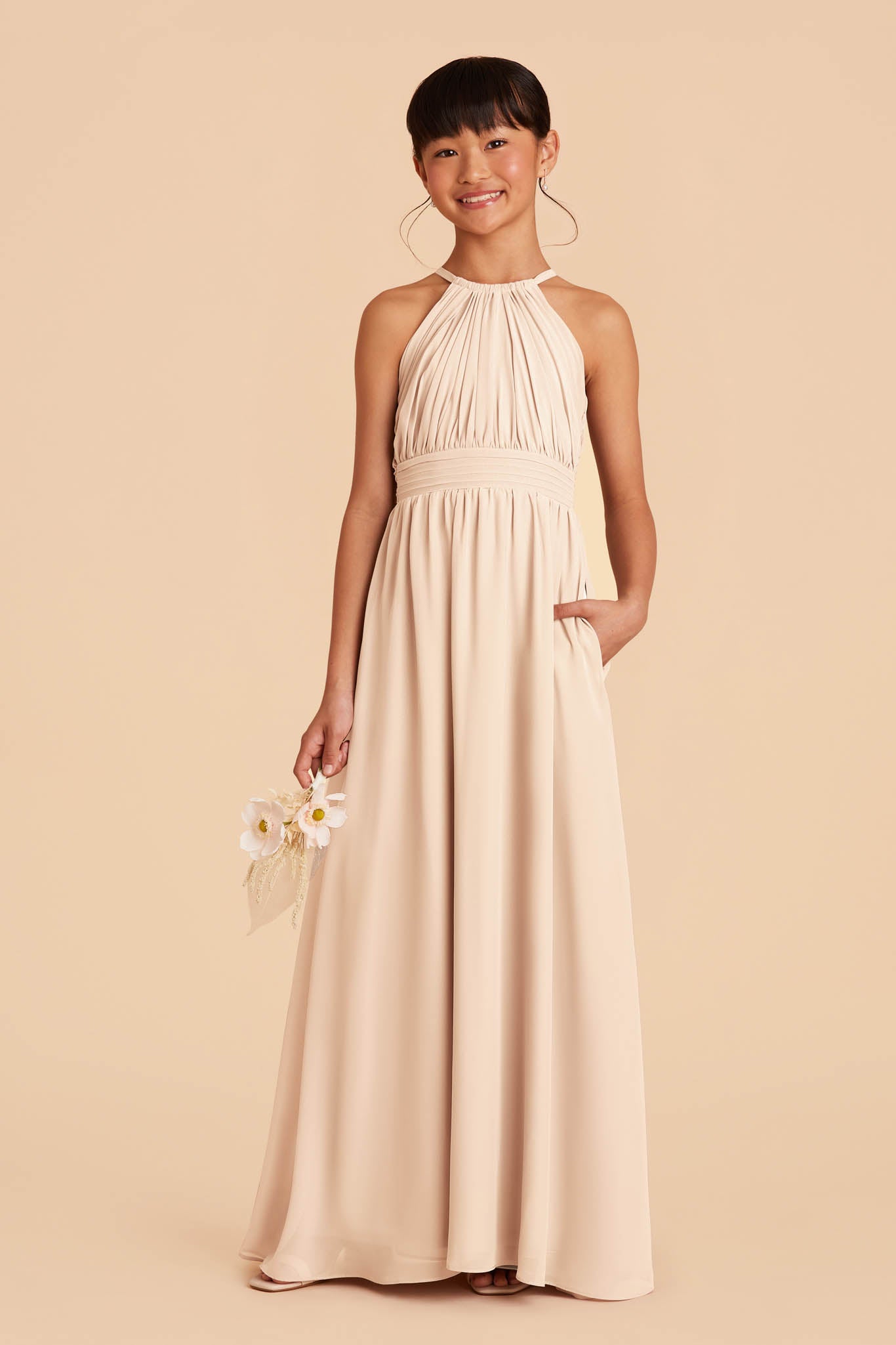 Junior Bridesmaid Dress - Halter Neck & Champagne | Sienna