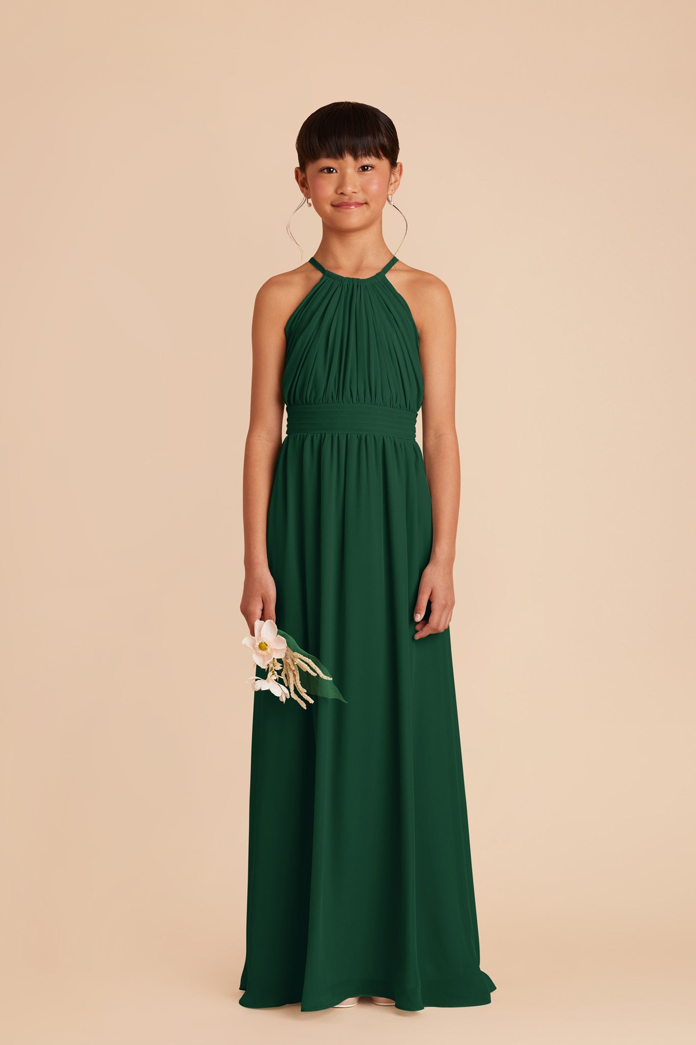Junior Bridesmaid Dress - Halter Neck in Forest Green | Sienna