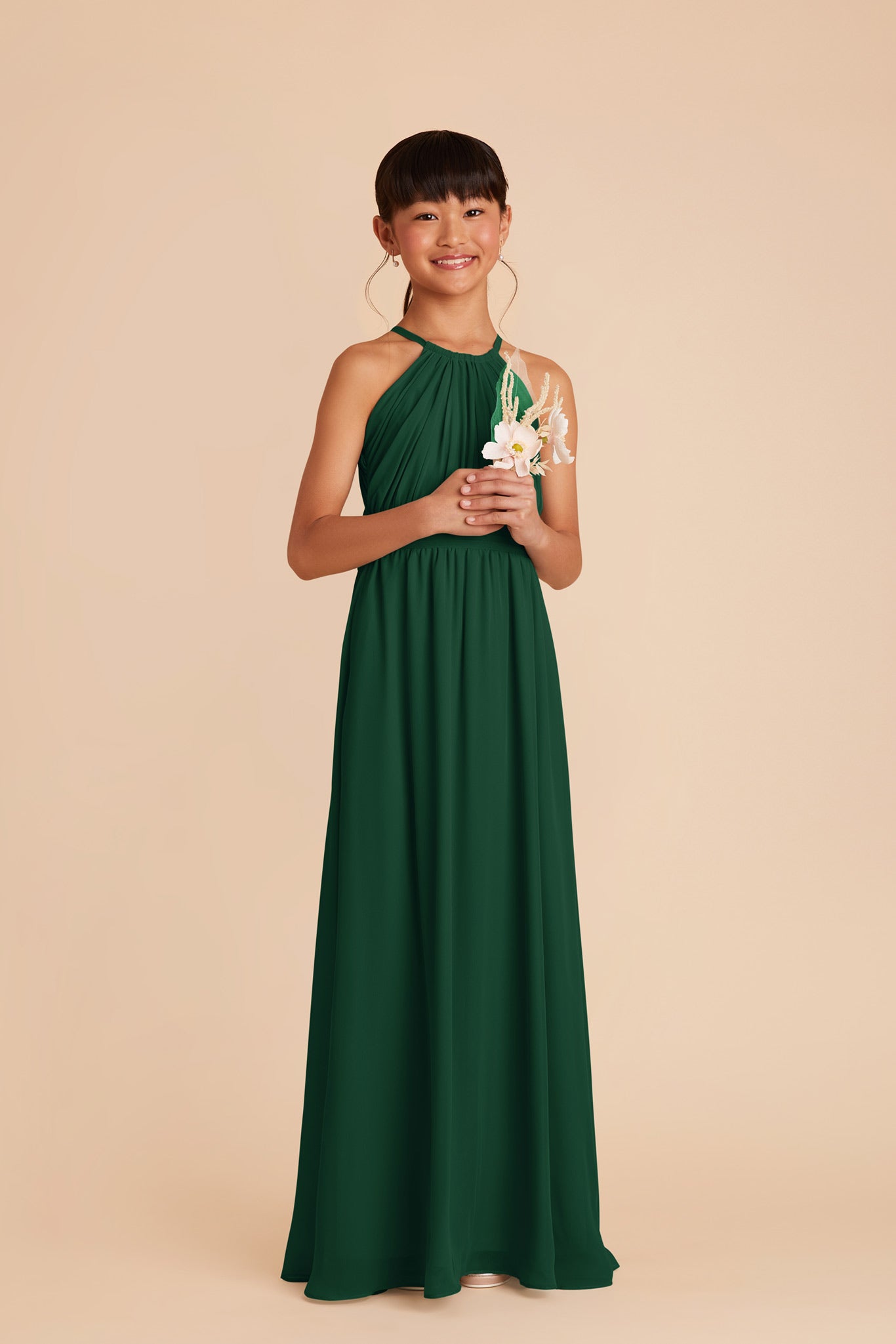 Junior Bridesmaid Dress - Halter Neck in Forest Green | Sienna