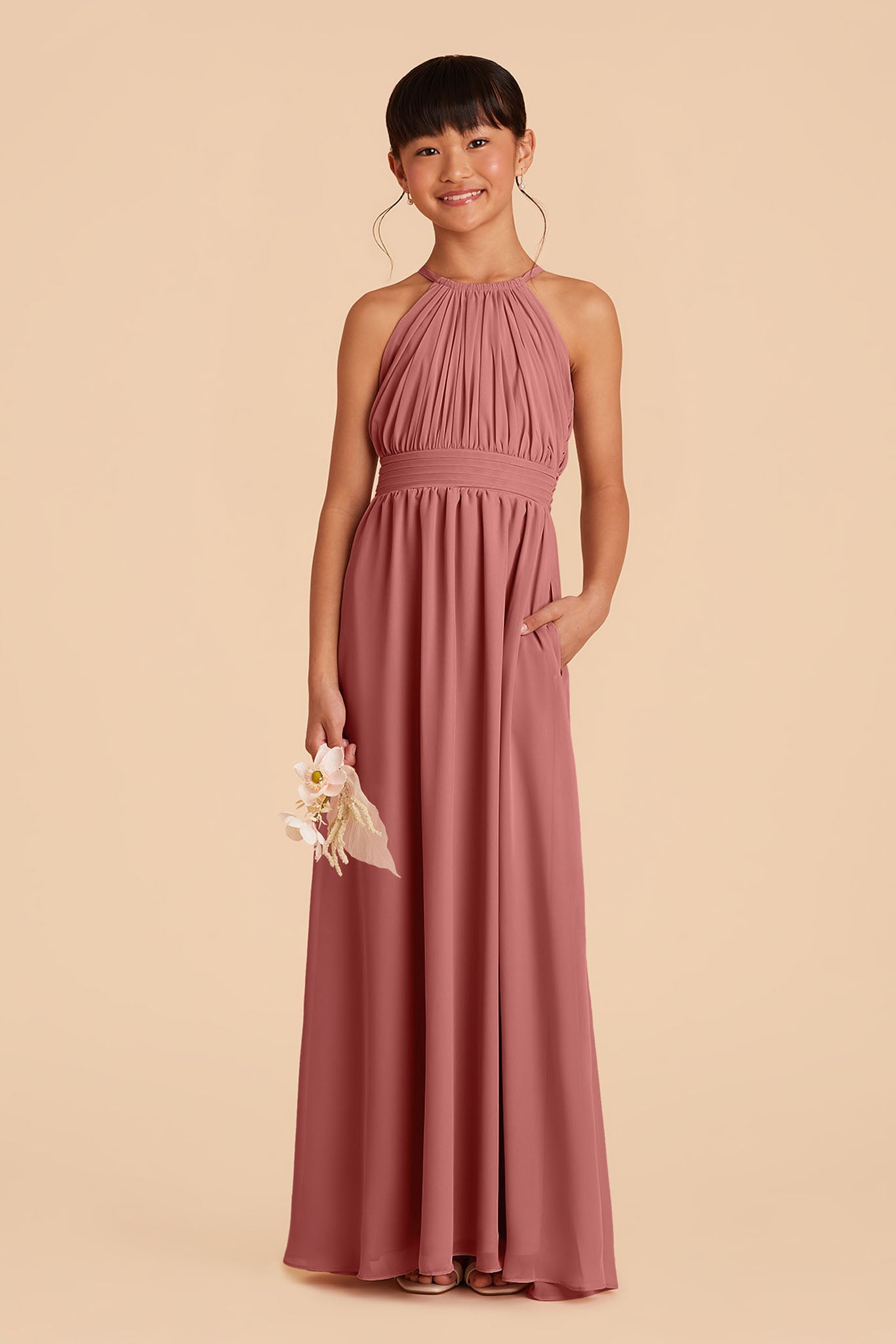 Junior Bridesmaid Dress - Halter Neck Formal Gown | Sienna Mulberry
