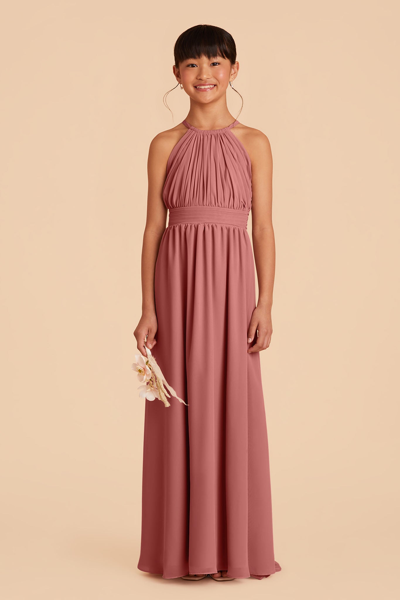Junior Bridesmaid Dress - Halter Neck Formal Gown | Sienna Mulberry