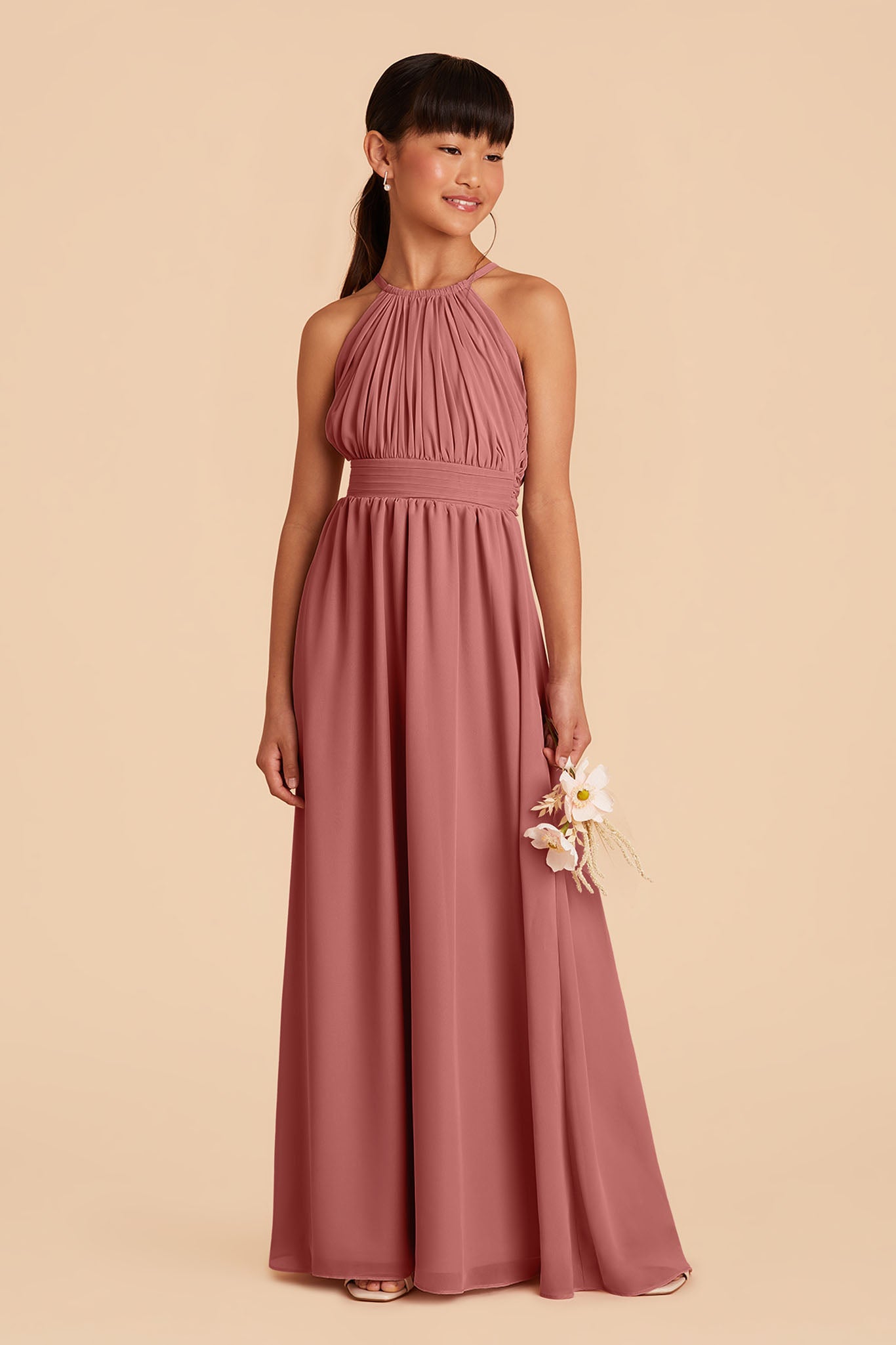 Junior Bridesmaid Dress - Halter Neck Formal Gown | Sienna Mulberry