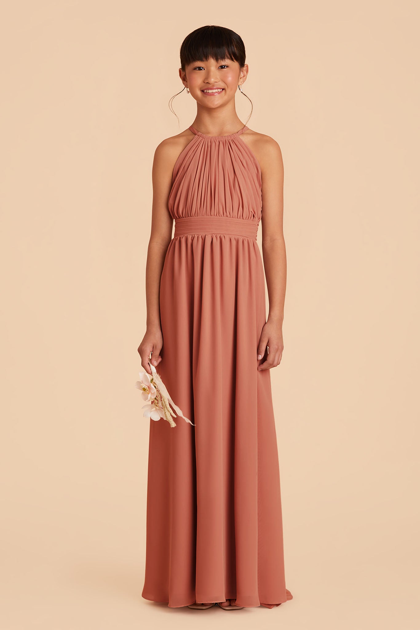 Junior Bridesmaid Dress - Halter-Neck Terracotta | Sienna