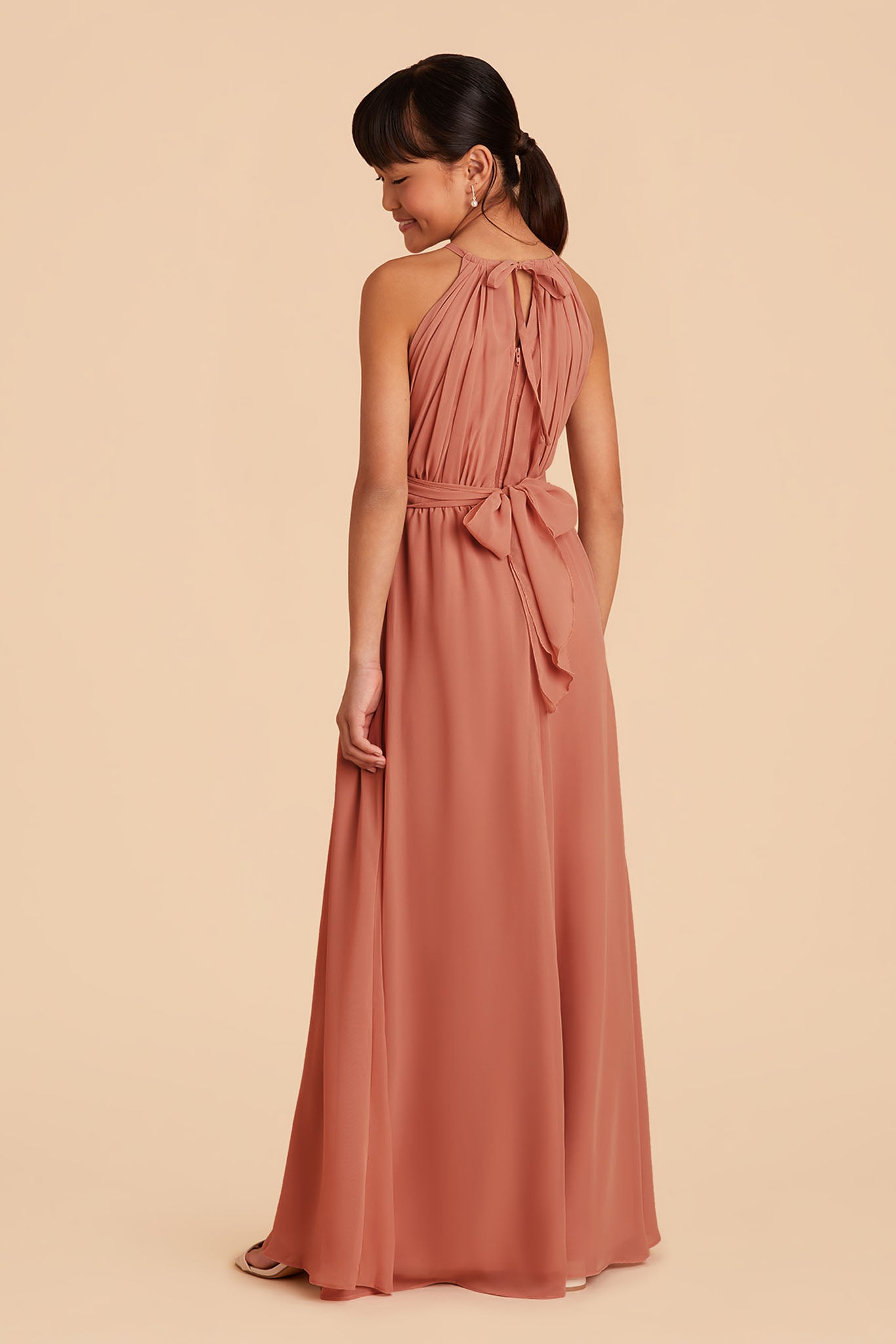 Junior Bridesmaid Dress - Halter-Neck Terracotta | Sienna