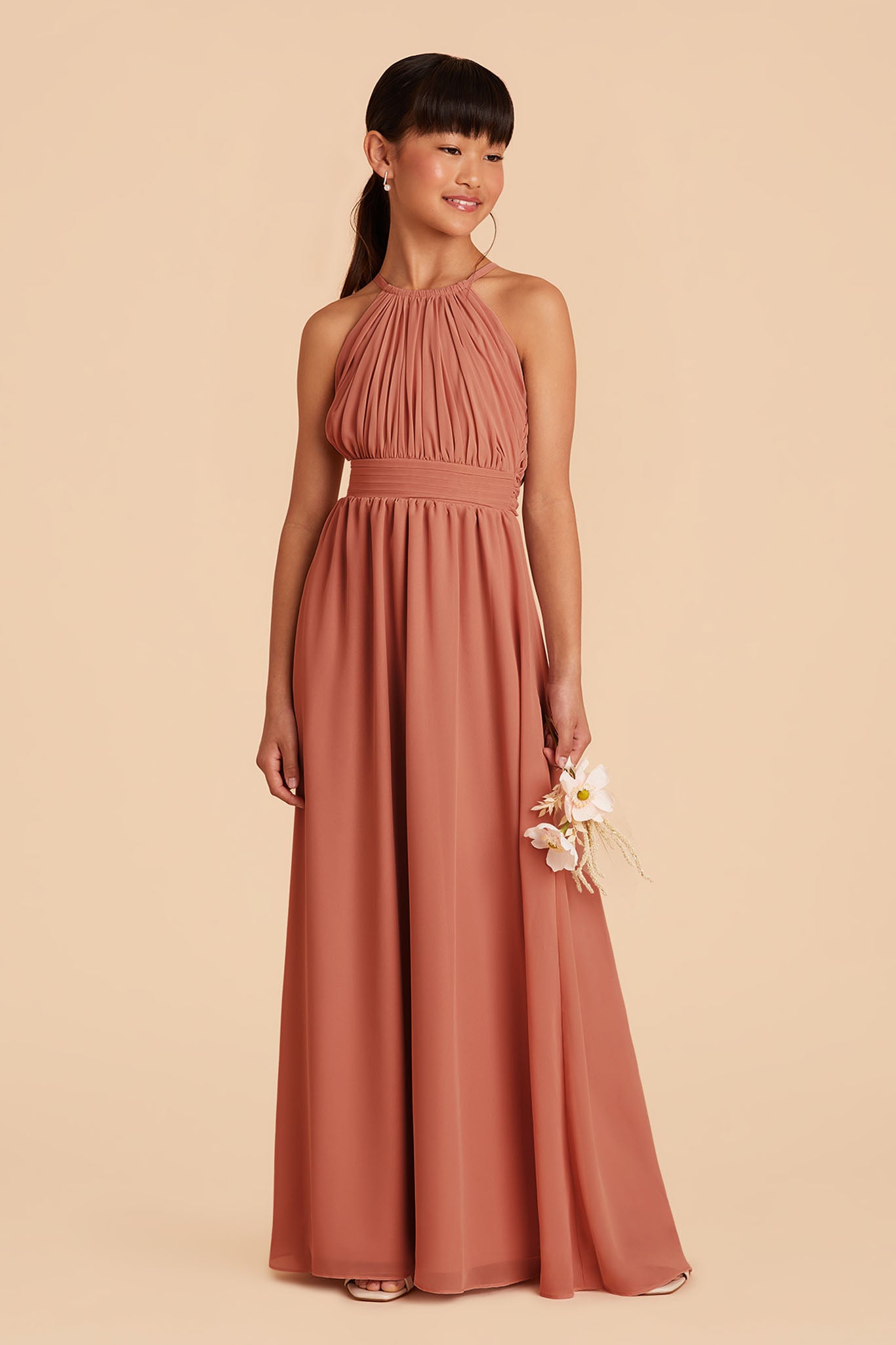 Junior Bridesmaid Dress - Halter-Neck Terracotta | Sienna