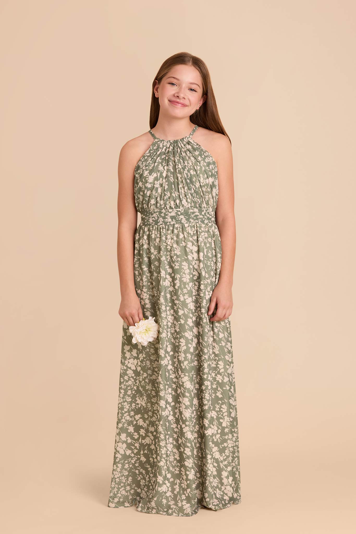 Junior Bridesmaid Dress - Halter-Neck Floral for Formal Weddings | Sienna