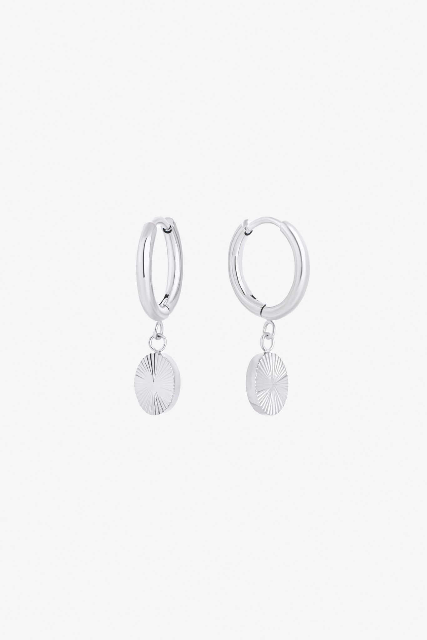 Sun Ray Huggie Earrings in Silver | Mia Bijoux