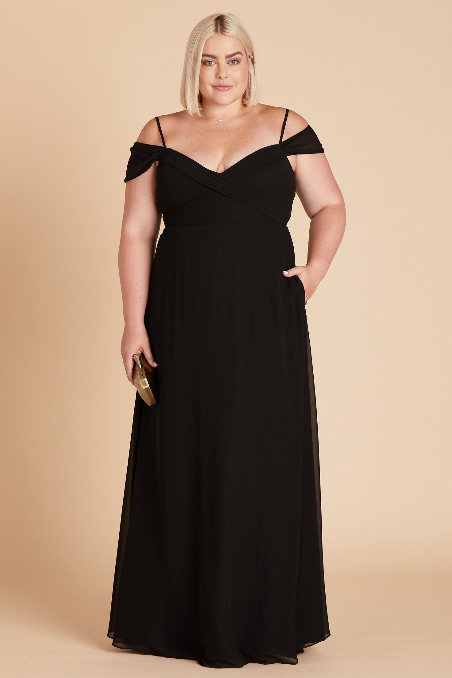 Off-the-Shoulder Convertible Dress with Pockets | Spence Black