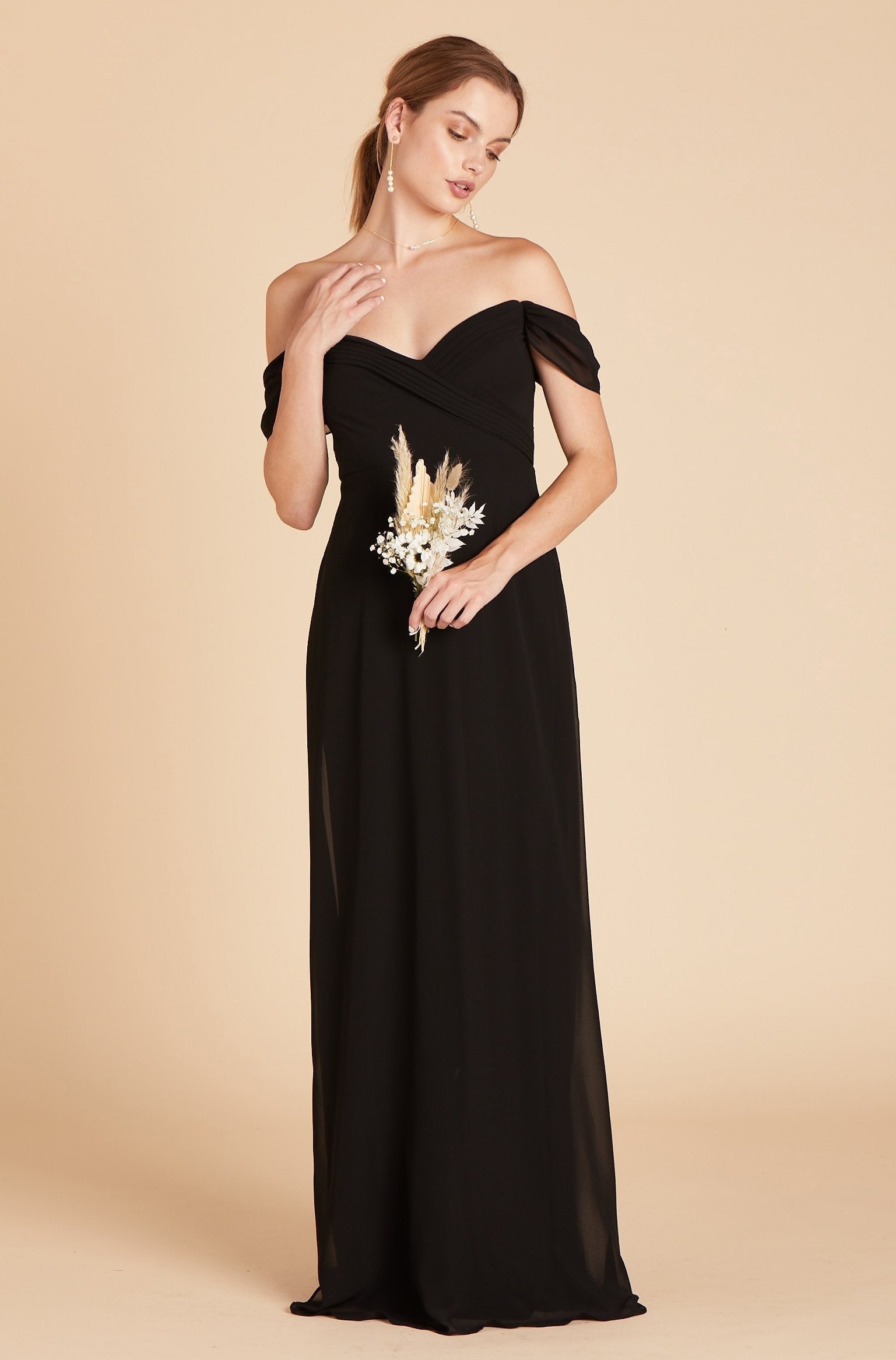 Off-the-Shoulder Convertible Dress with Pockets | Spence Black