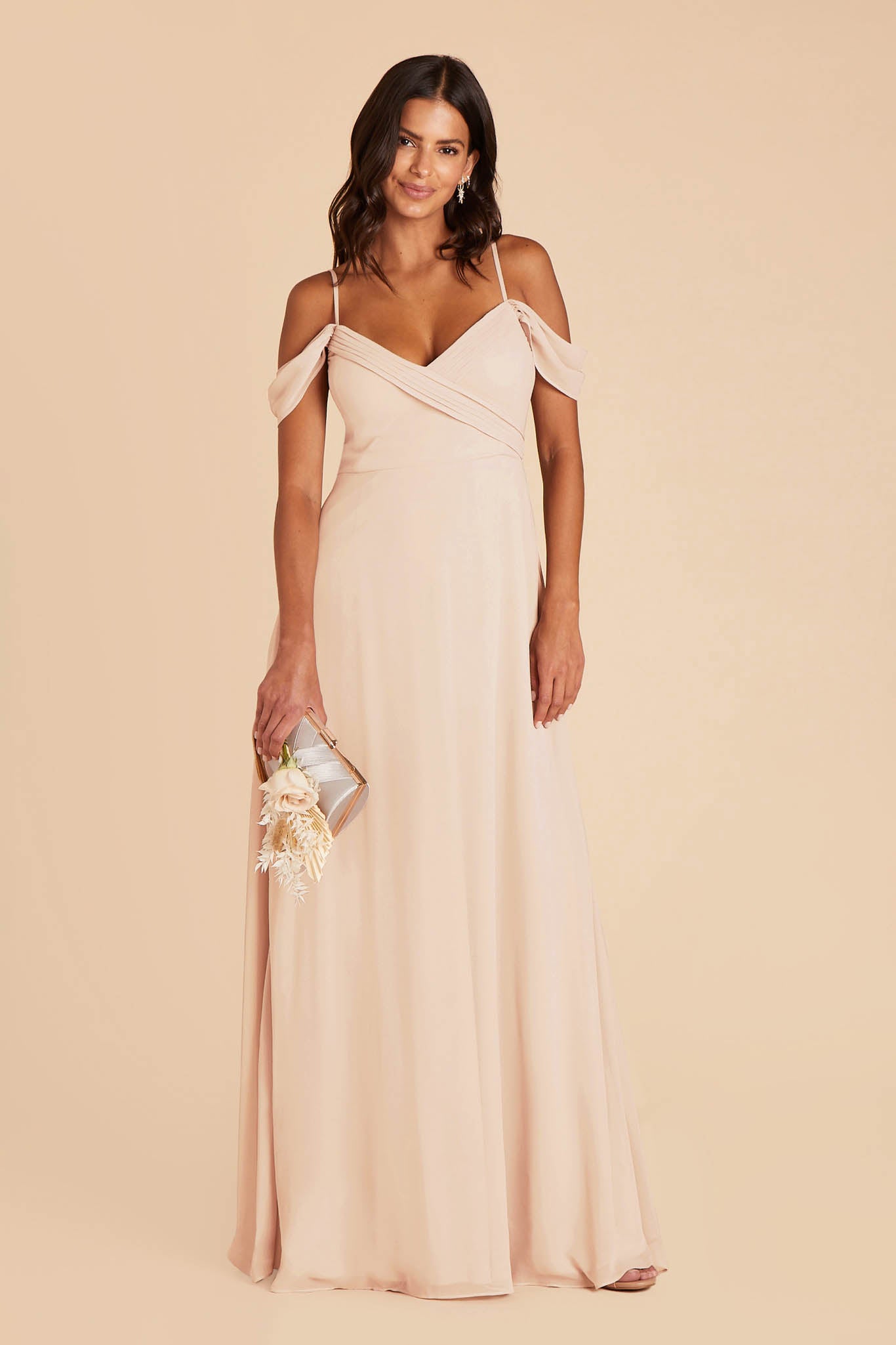 Off-the-Shoulder Convertible Dress with Pockets | Spence Champagne
