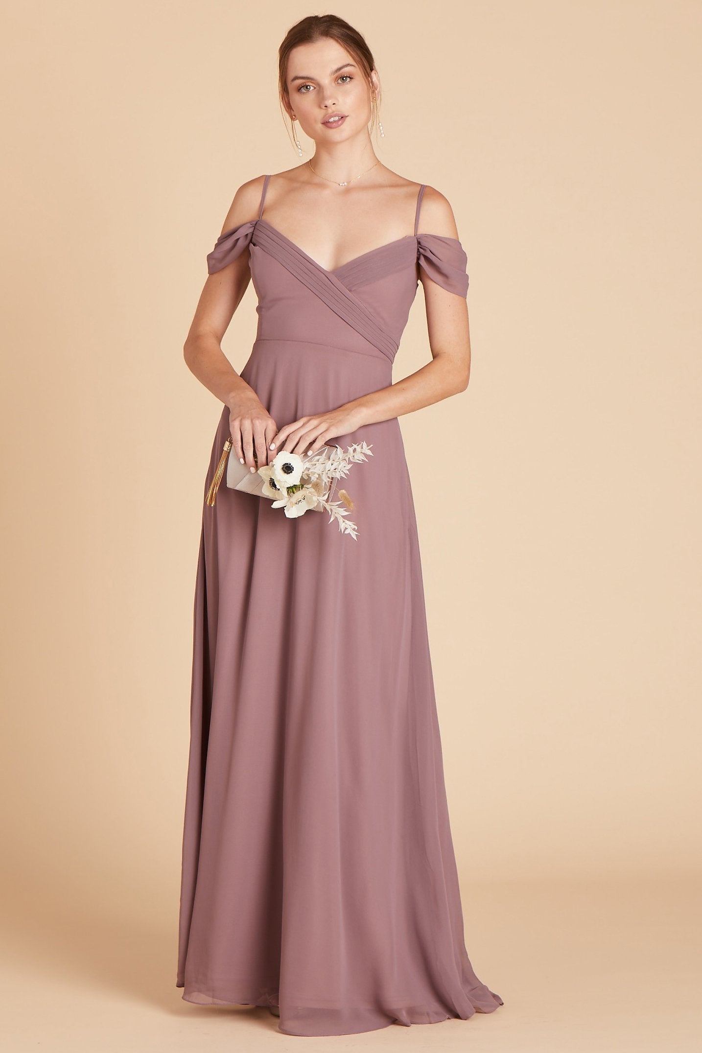 Off-the-Shoulder Convertible Dress with Pockets | Spence Dark Mauve