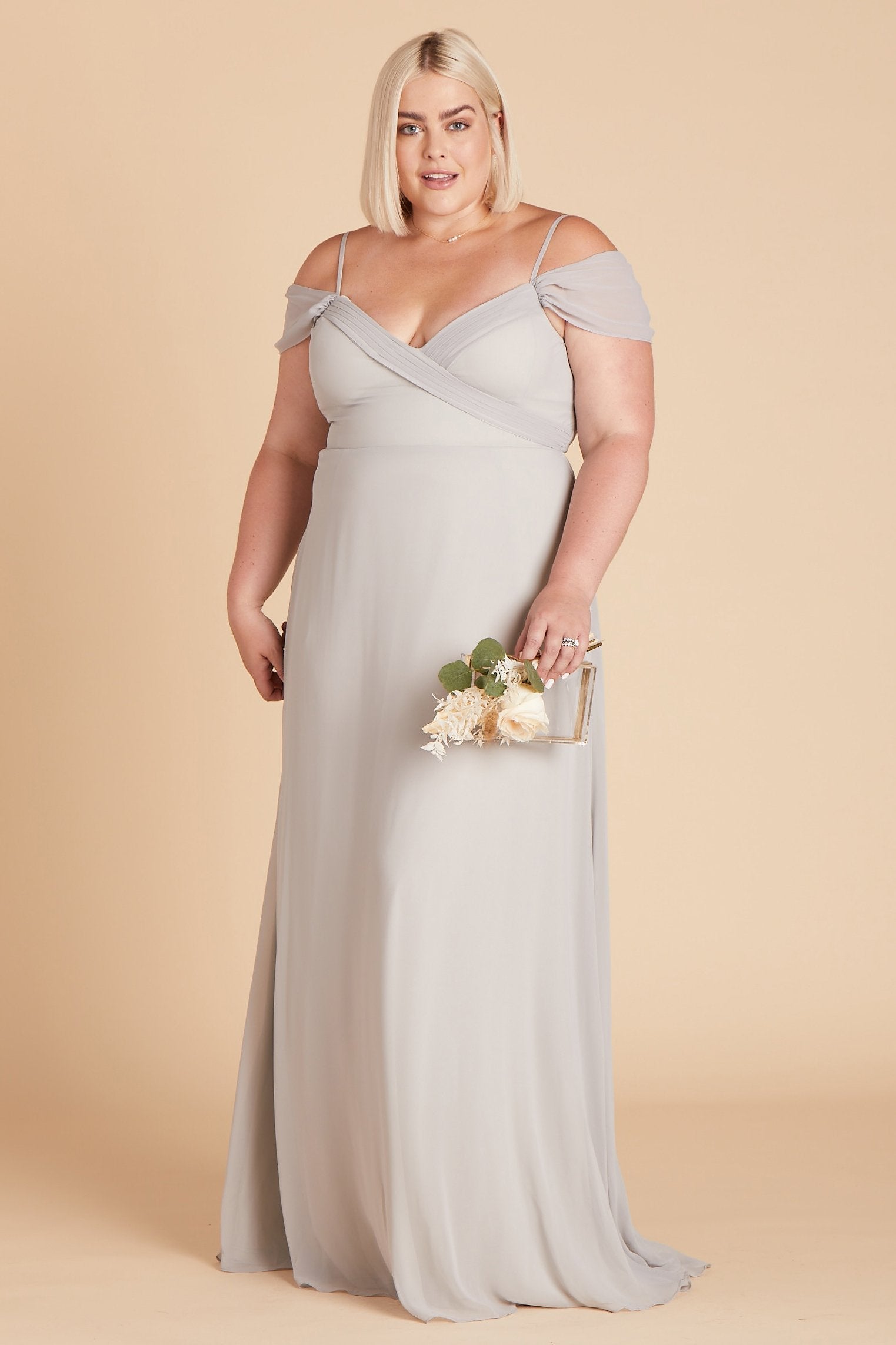 Off-the-Shoulder Convertible Dress with Pockets | Spence Dove Gray