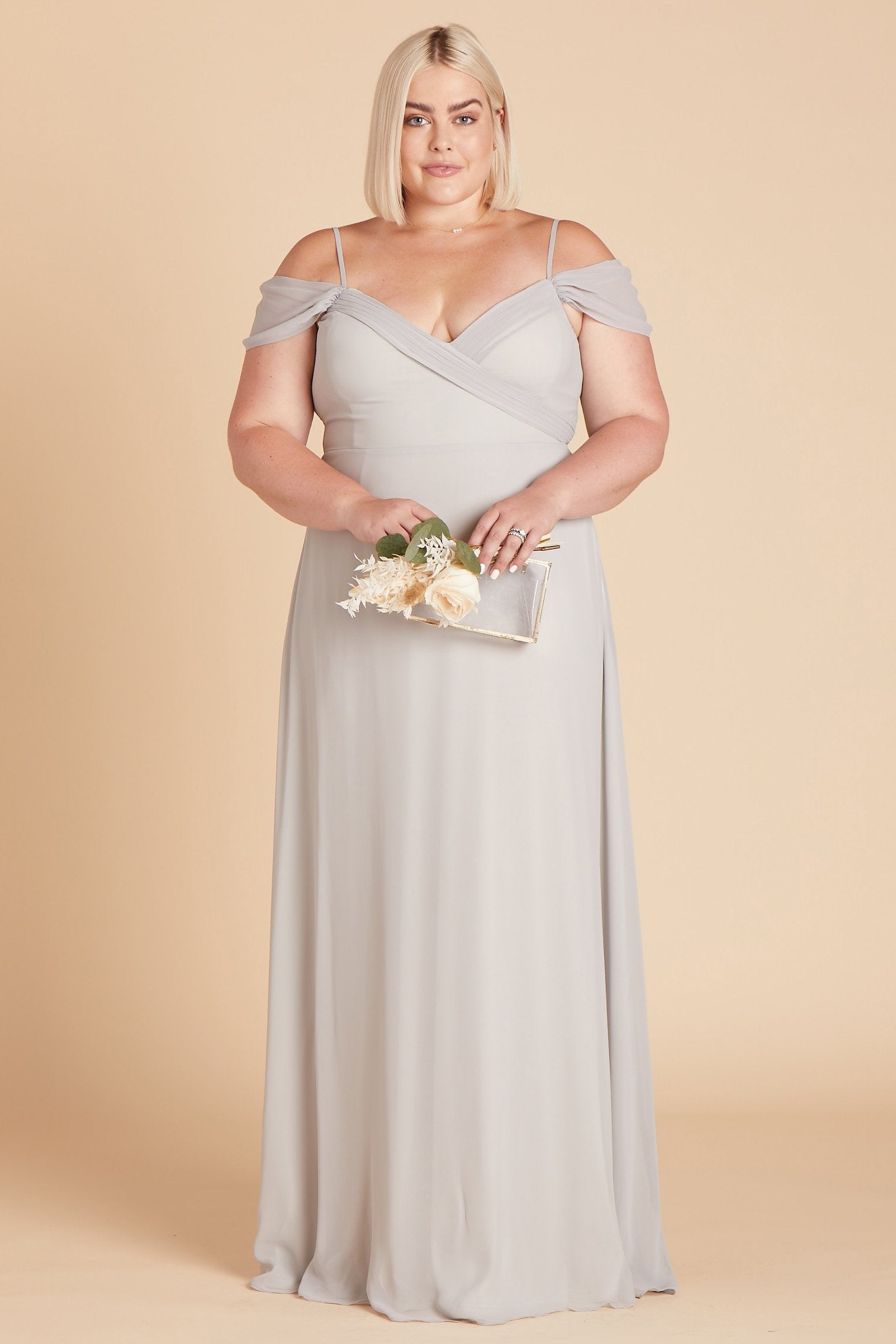 Off-the-Shoulder Convertible Dress with Pockets | Spence Dove Gray