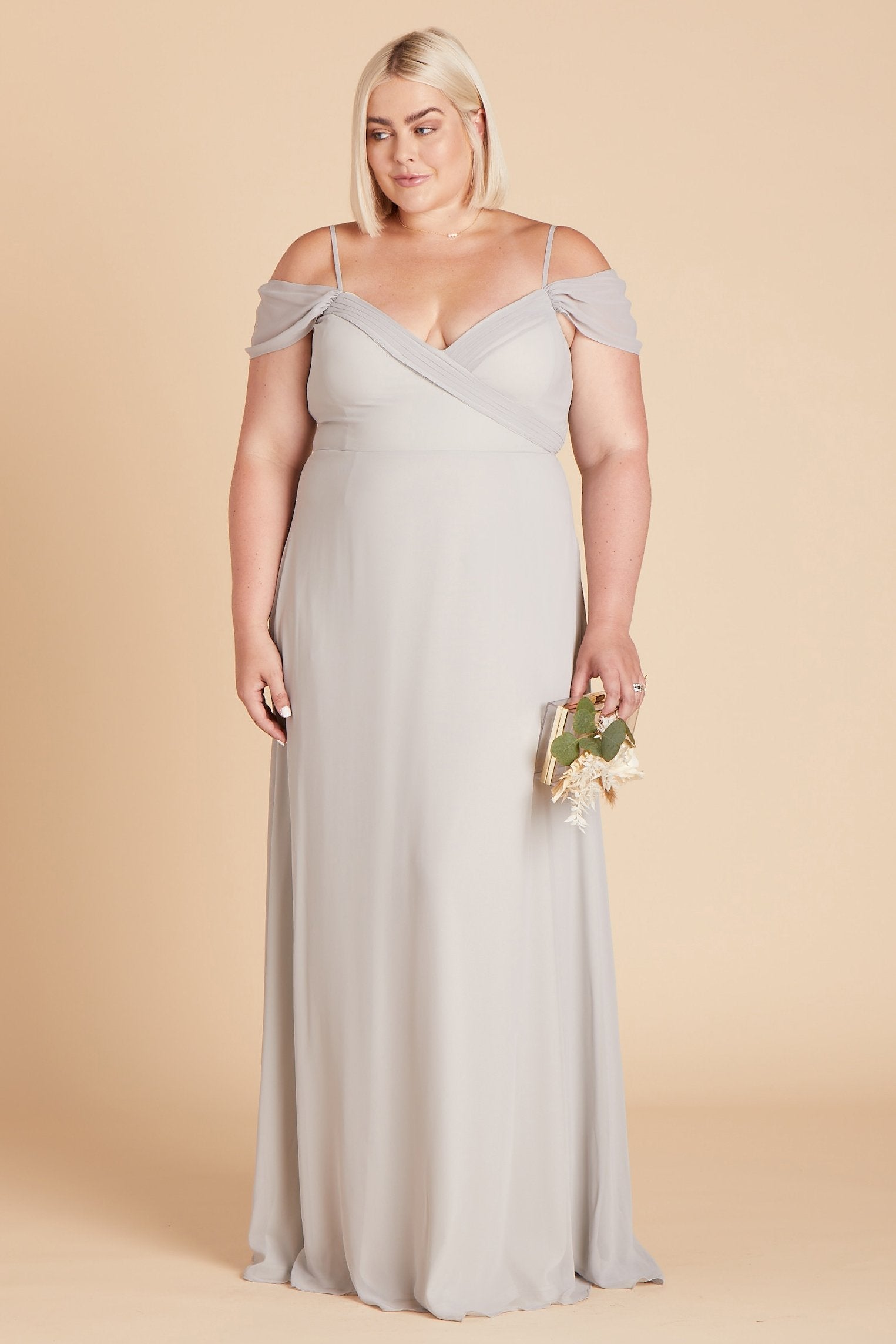 Off-the-Shoulder Convertible Dress with Pockets | Spence Dove Gray