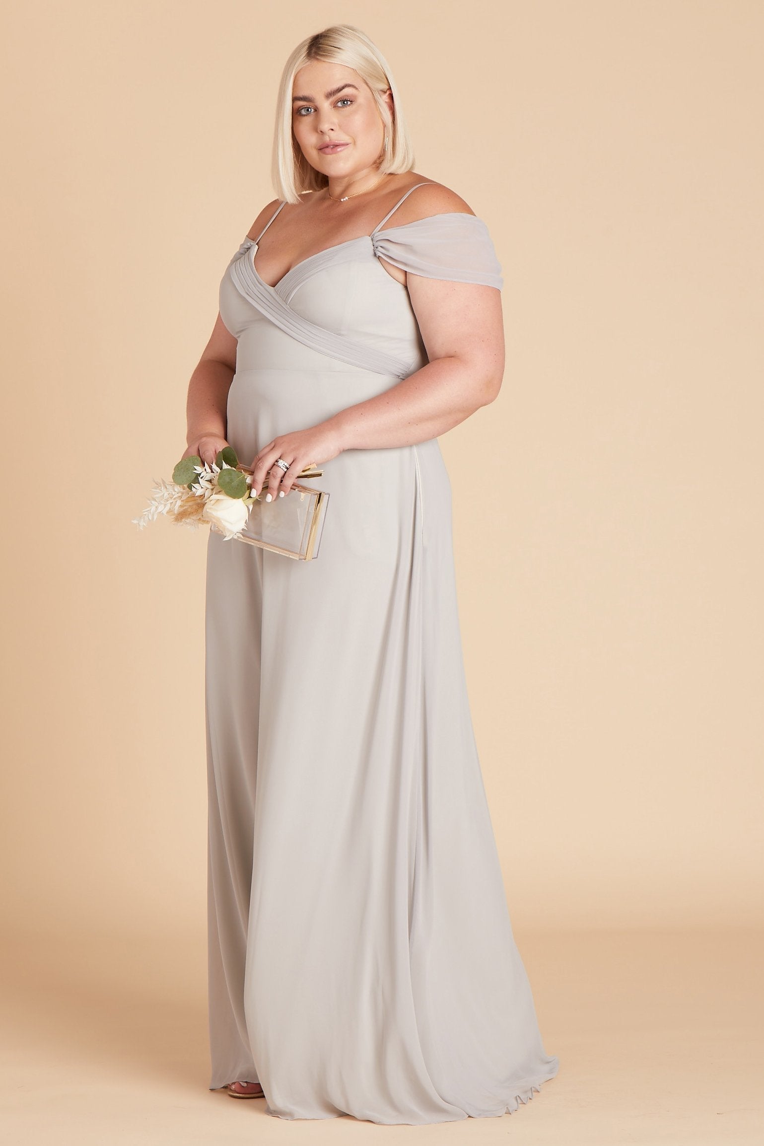 Off-the-Shoulder Convertible Dress with Pockets | Spence Dove Gray