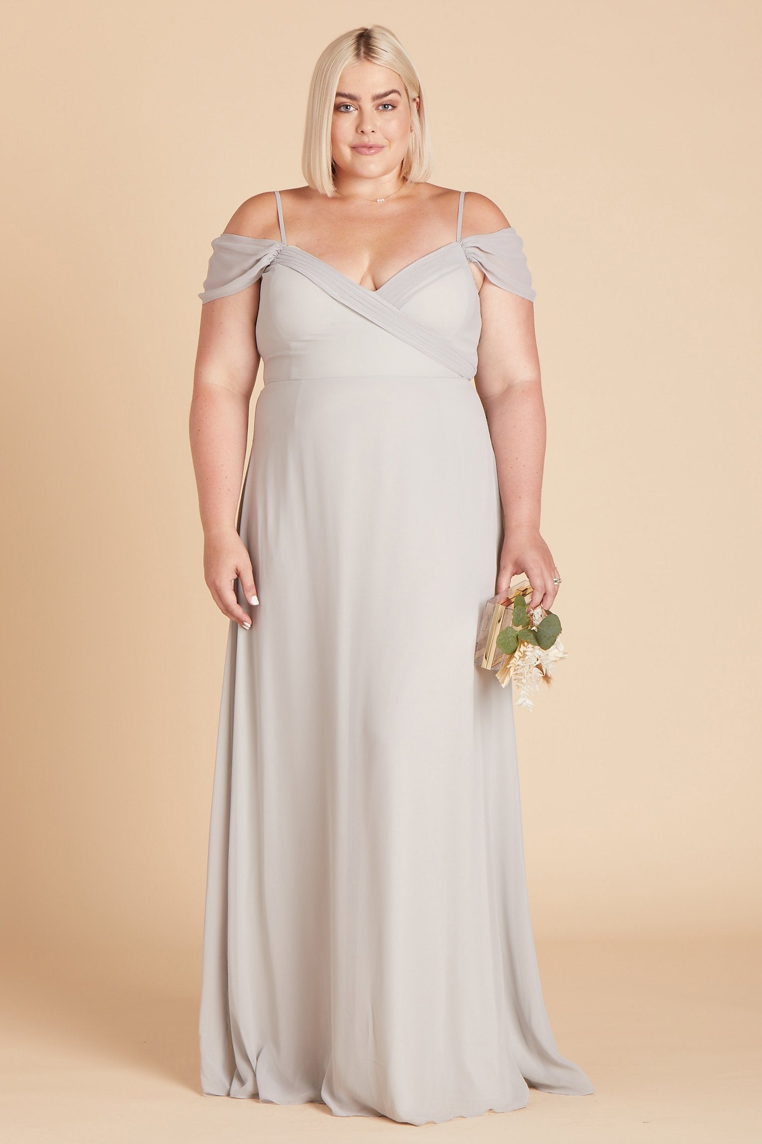 Off-the-Shoulder Convertible Dress with Pockets | Spence Dove Gray