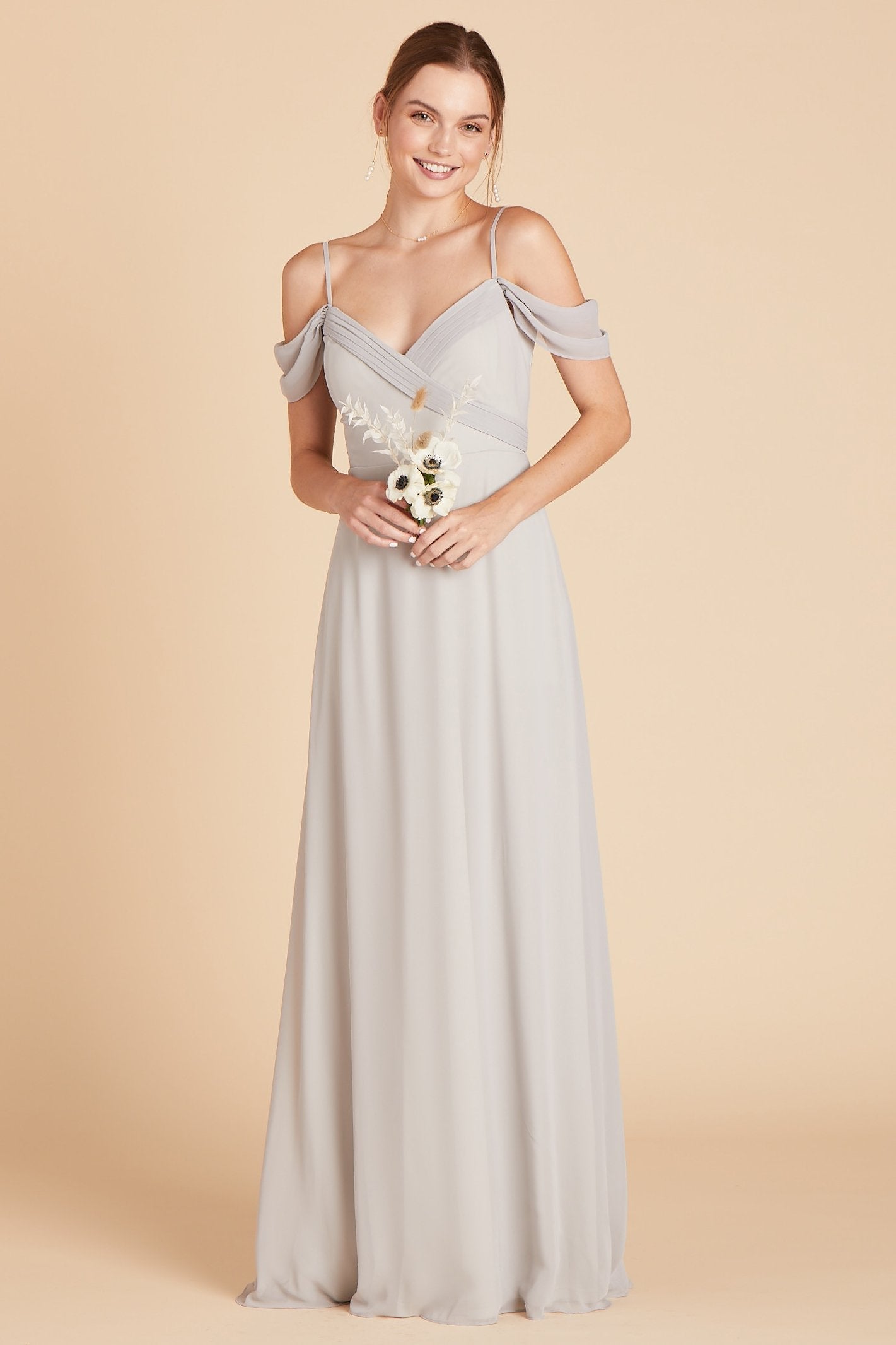 Off-the-Shoulder Convertible Dress with Pockets | Spence Dove Gray
