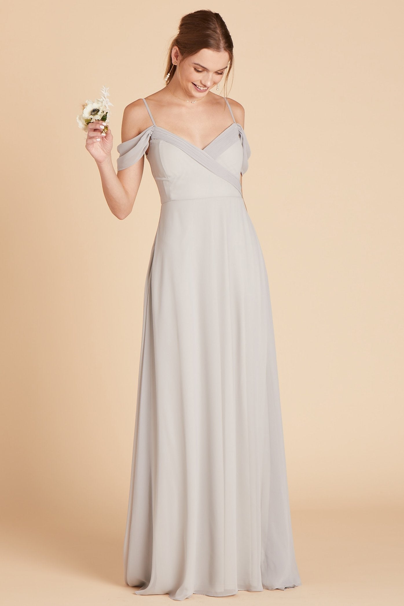 Off-the-Shoulder Convertible Dress with Pockets | Spence Dove Gray