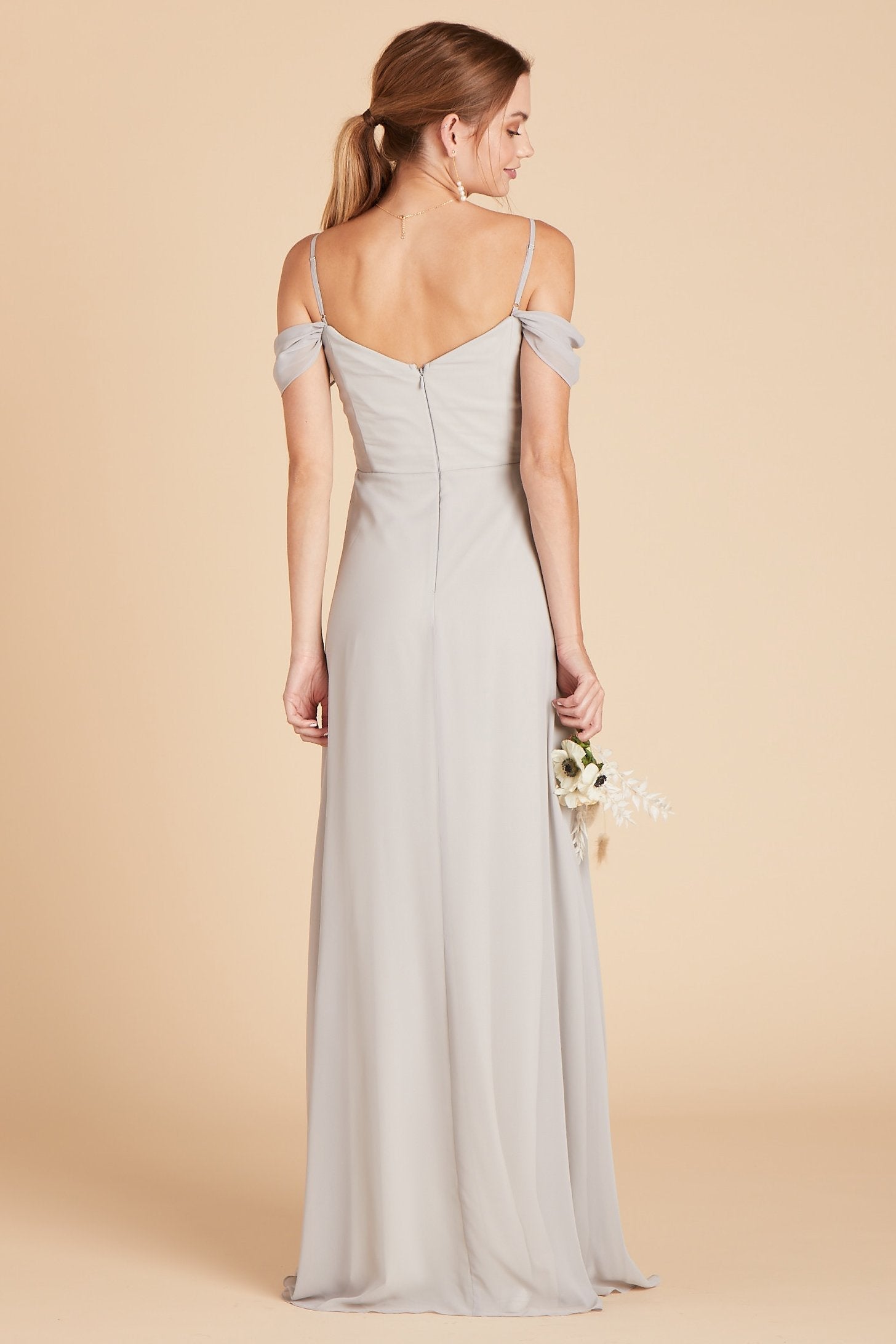 Off-the-Shoulder Convertible Dress with Pockets | Spence Dove Gray