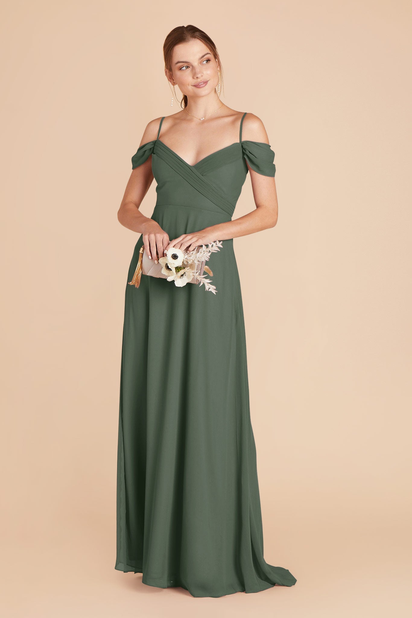 Off-the-Shoulder Convertible Dress with Pockets | Spence Eucalyptus