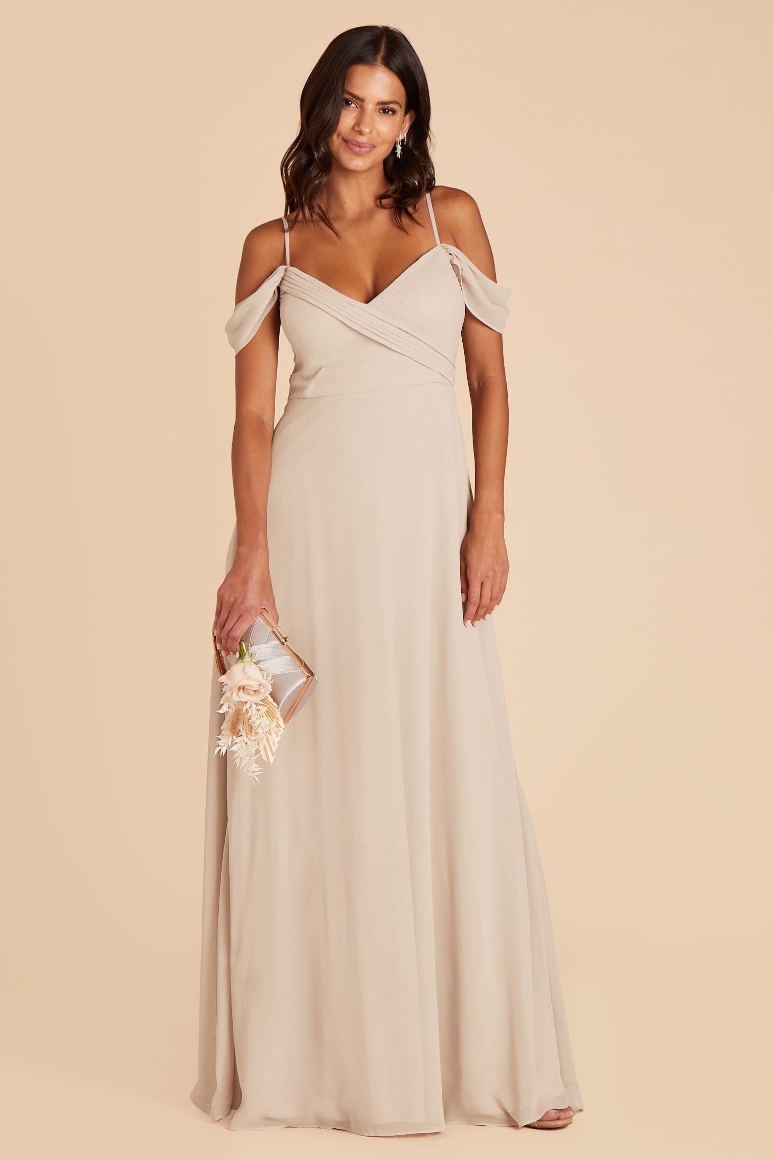 Convertible Off-the-Shoulder Dress with Pockets | Spence Champagne