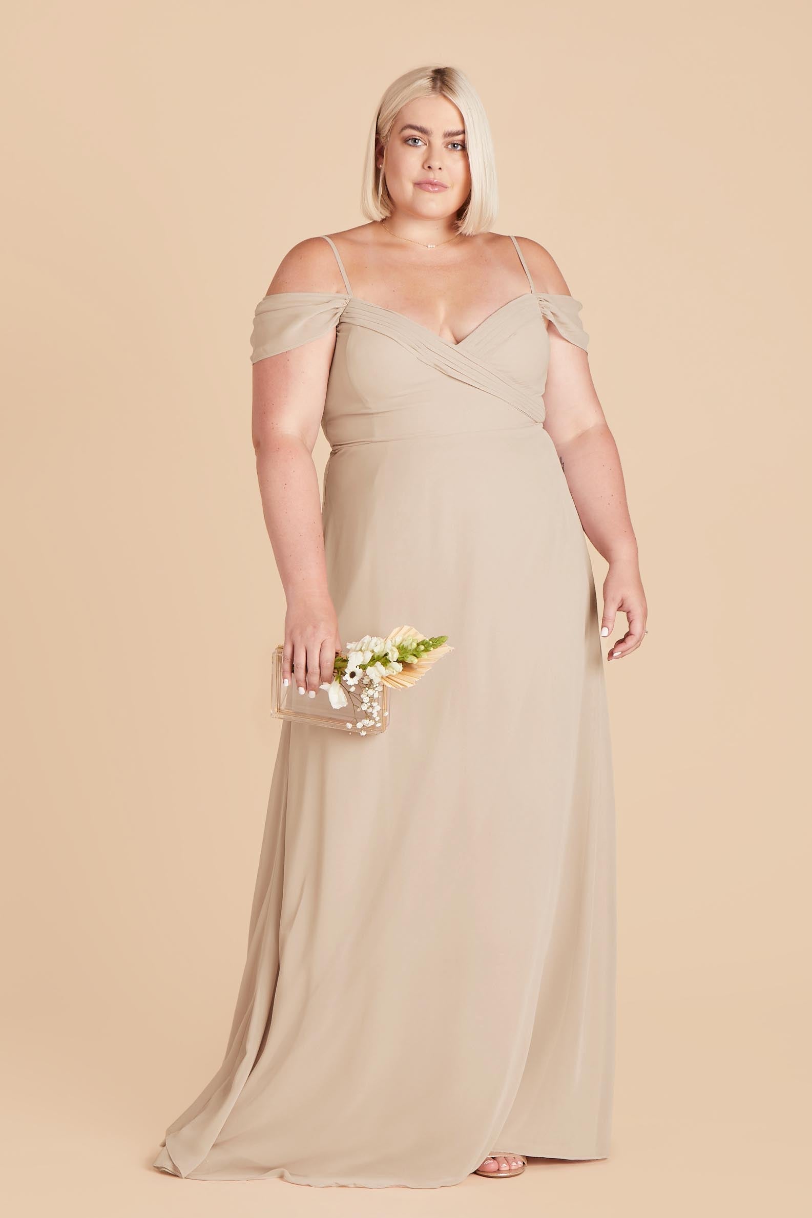 Convertible Off-the-Shoulder Dress with Pockets | Spence Champagne