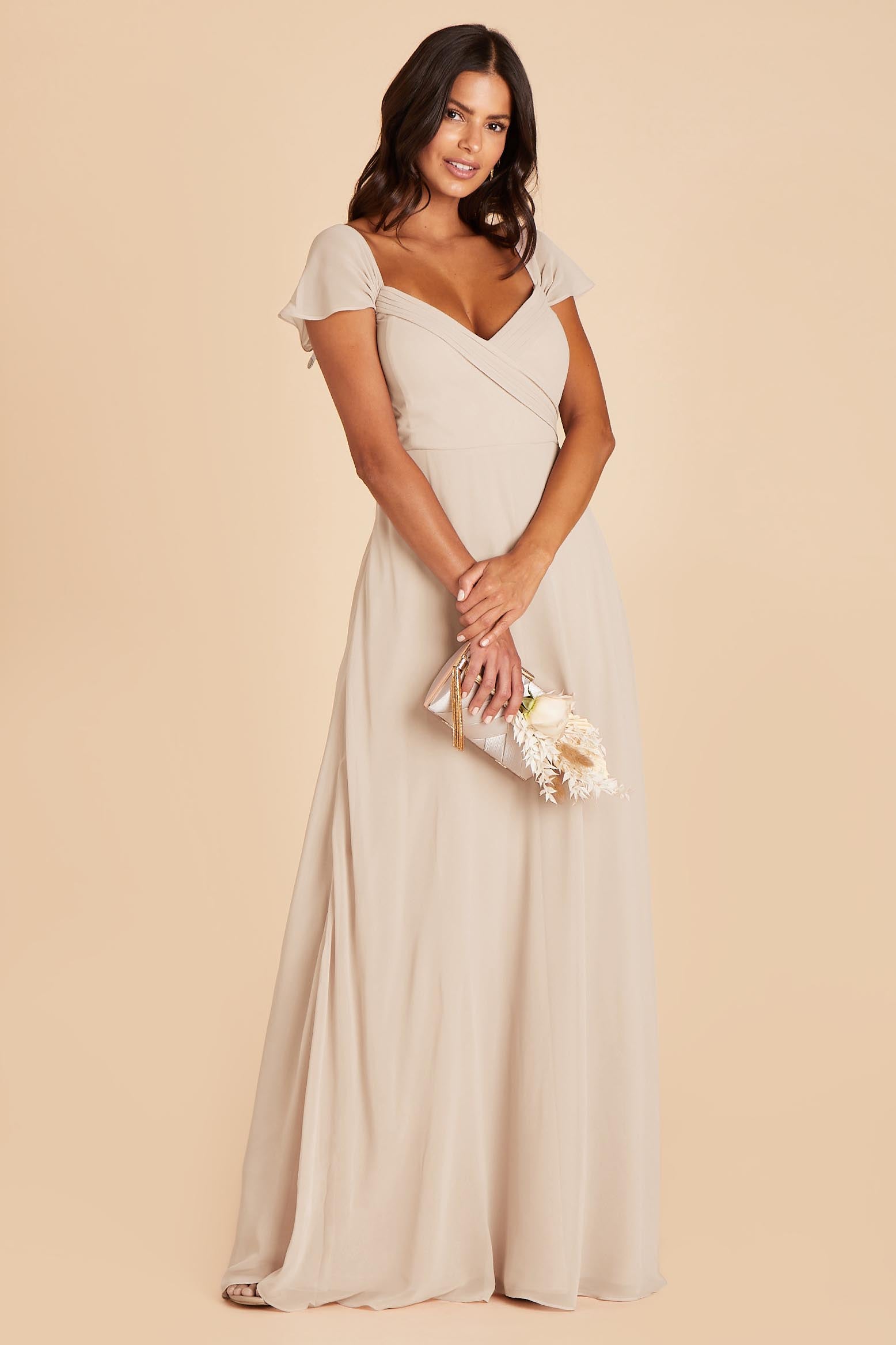 Convertible Off-the-Shoulder Dress with Pockets | Spence Champagne