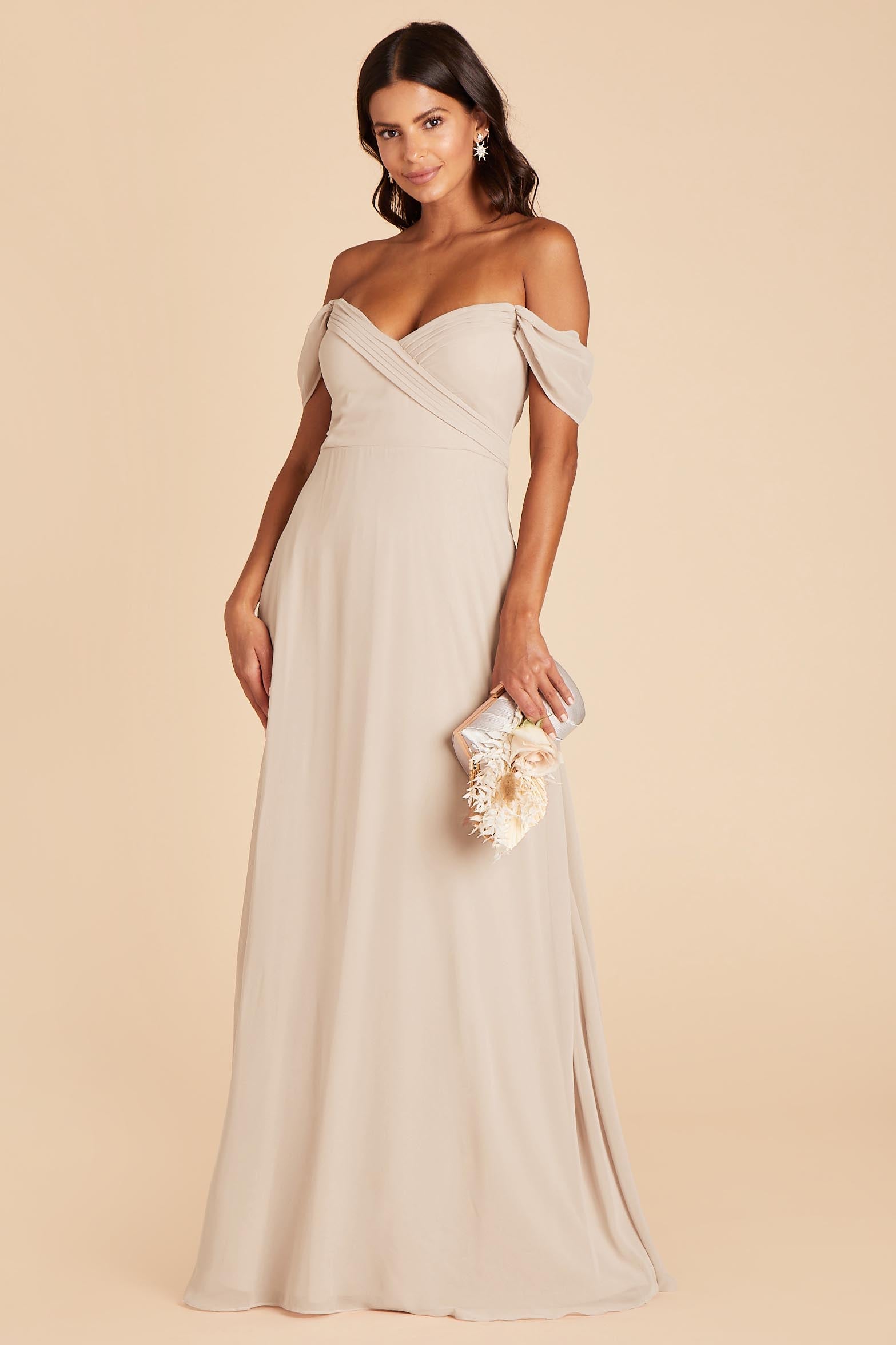 Convertible Off-the-Shoulder Dress with Pockets | Spence Champagne