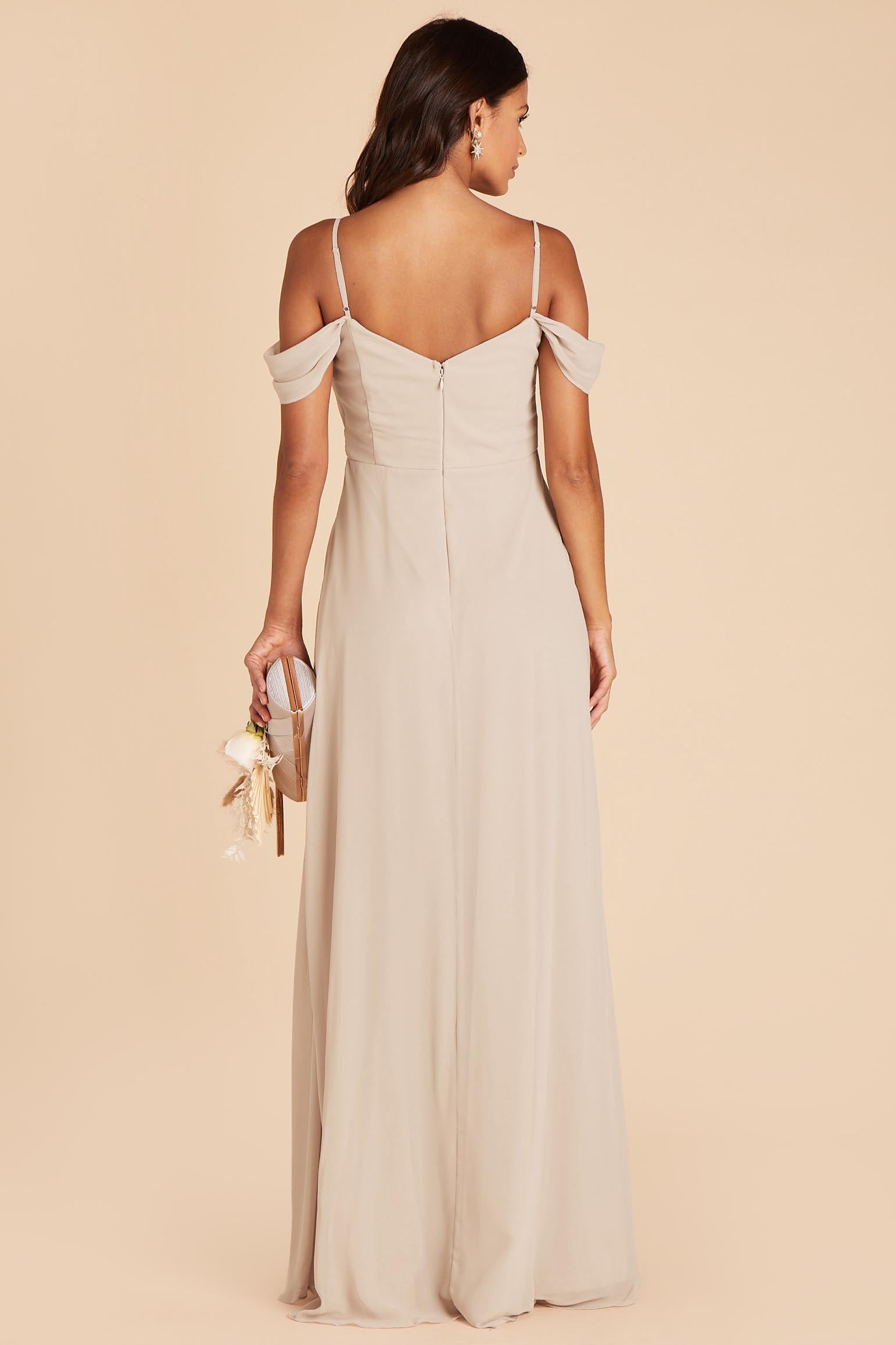 Convertible Off-the-Shoulder Dress with Pockets | Spence Champagne