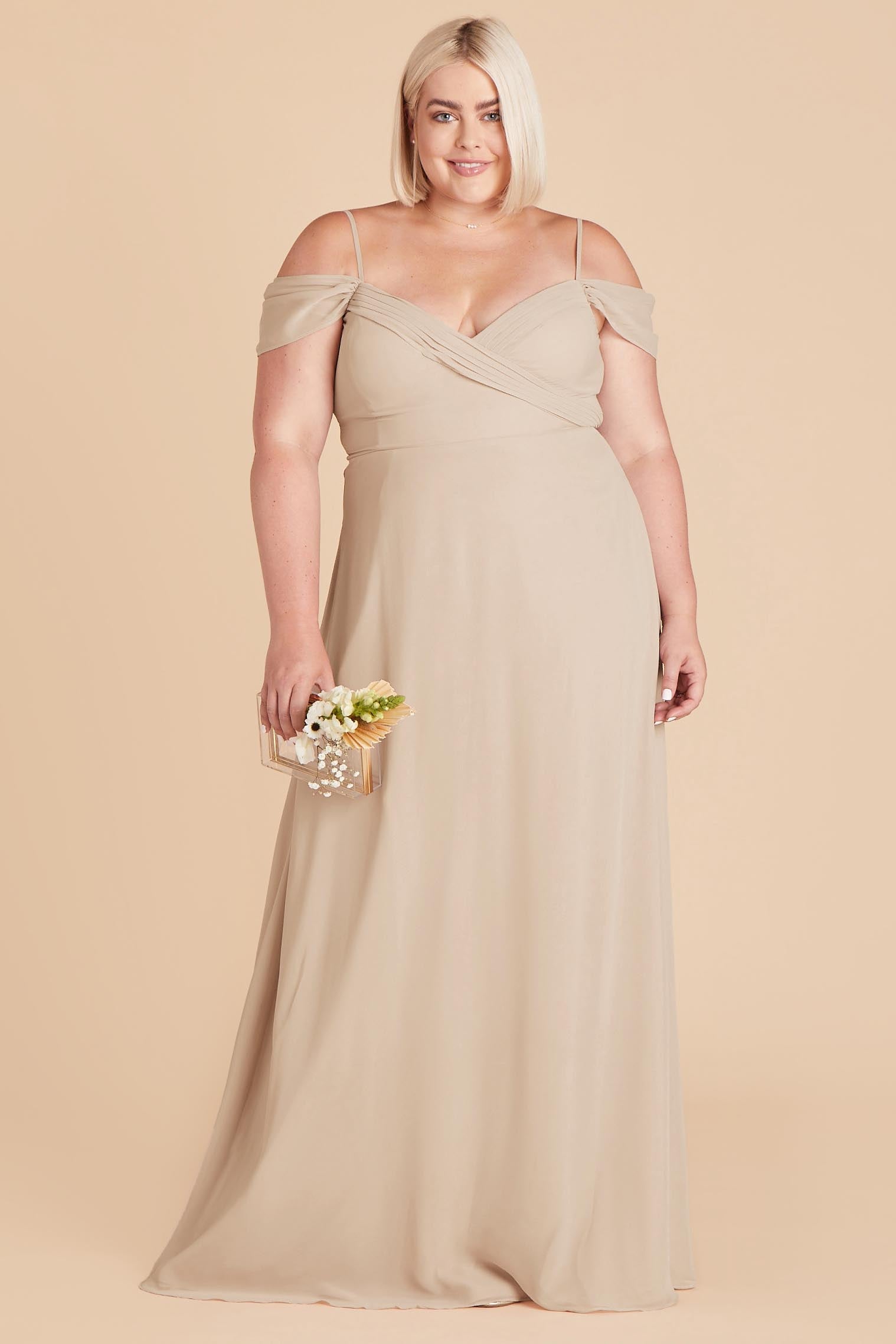 Convertible Off-the-Shoulder Dress with Pockets | Spence Champagne