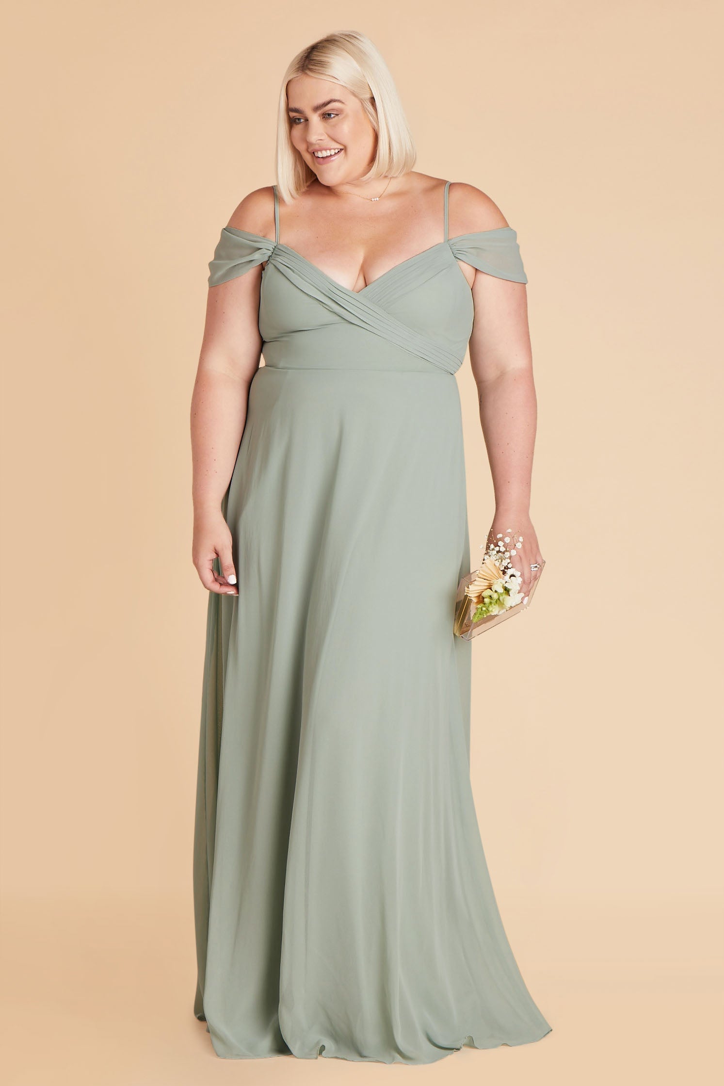 Off-the-Shoulder Convertible Dress with Pockets | Spence Sage