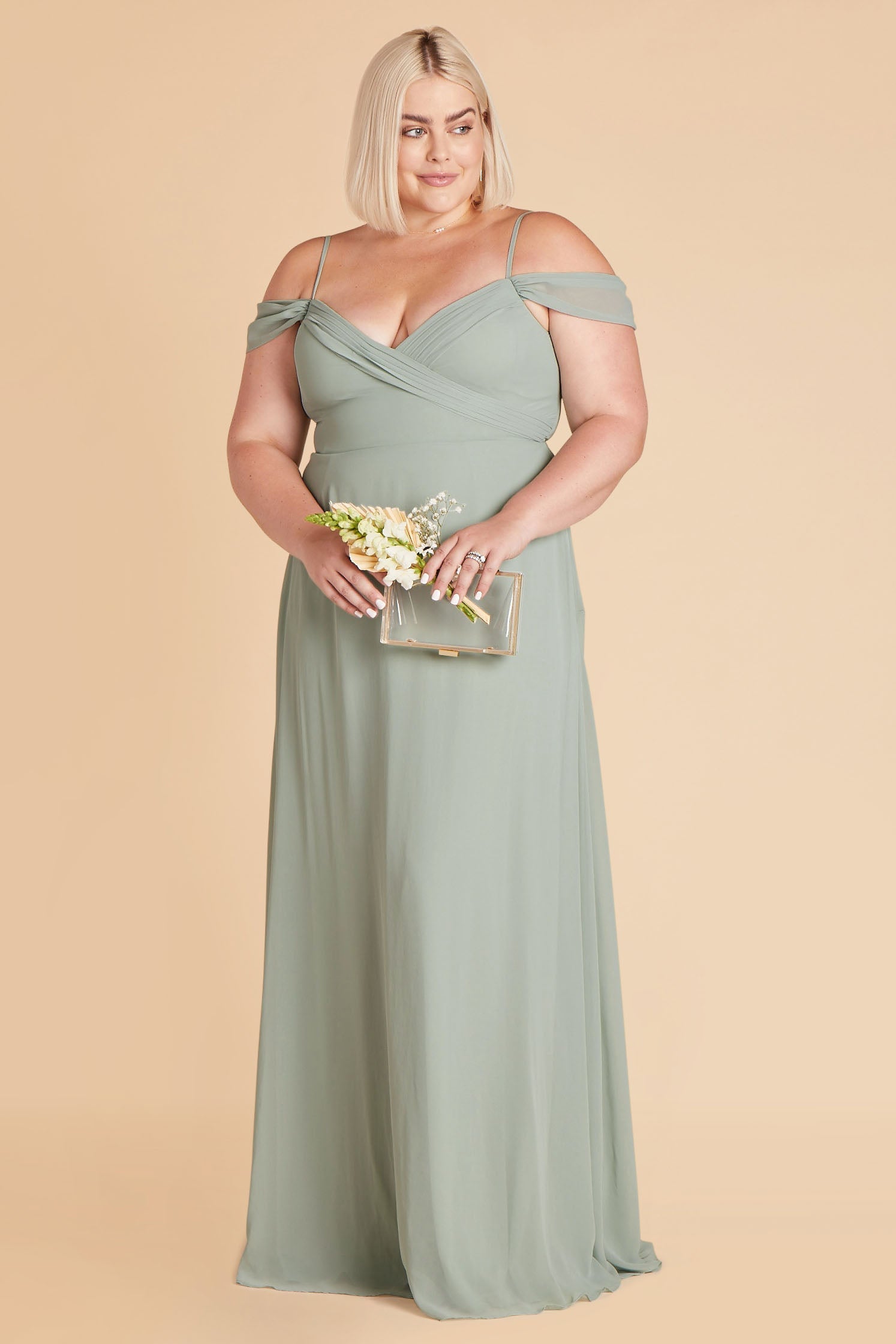 Off-the-Shoulder Convertible Dress with Pockets | Spence Sage