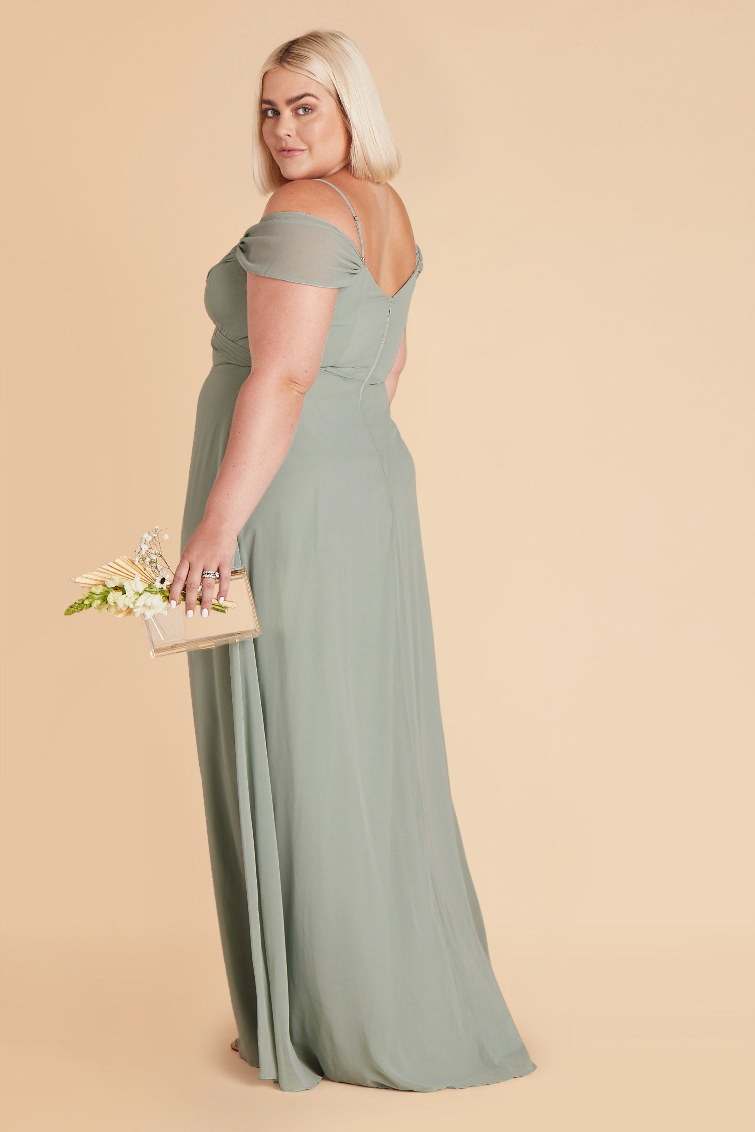 Off-the-Shoulder Convertible Dress with Pockets | Spence Sage