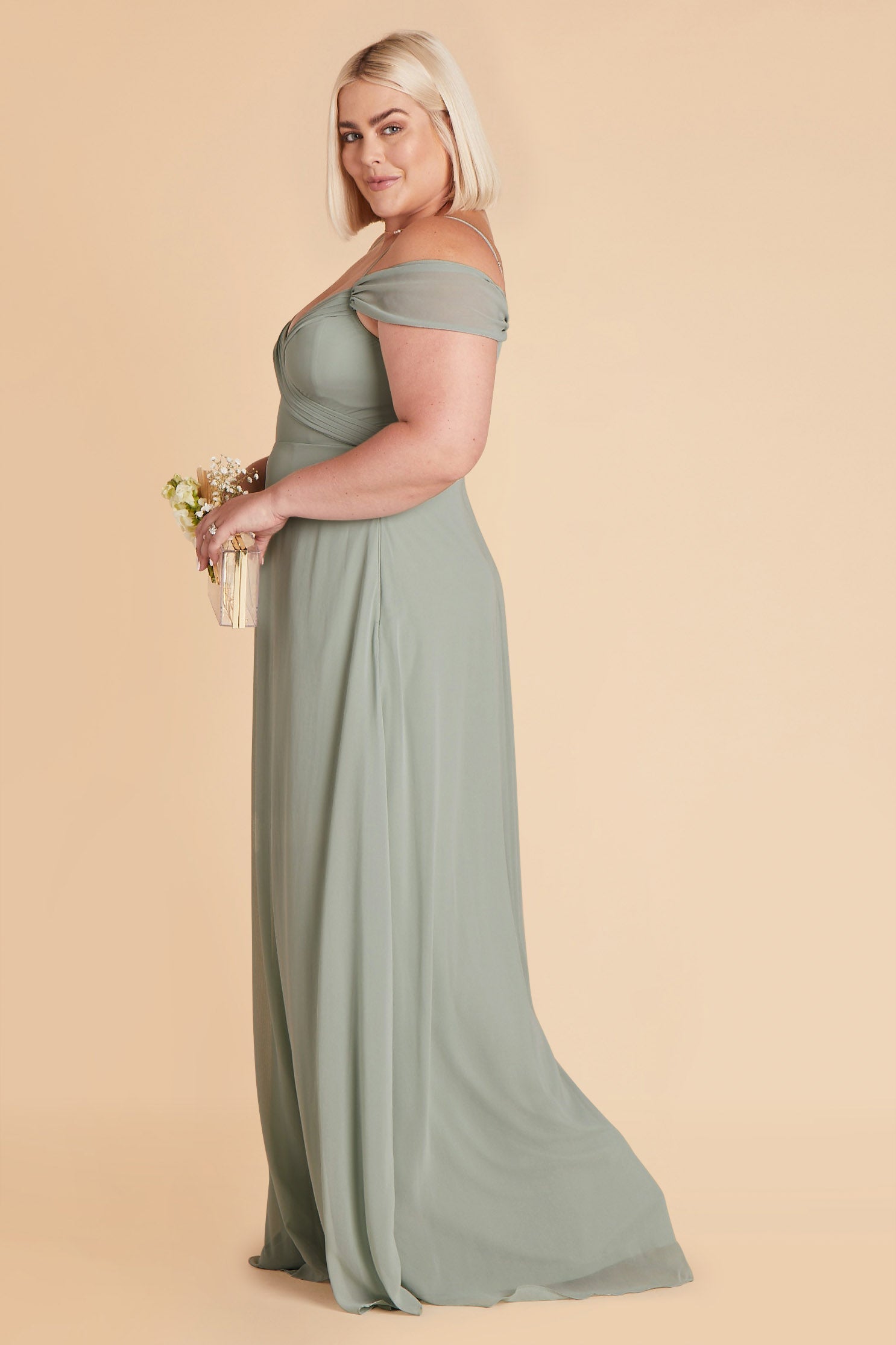 Off-the-Shoulder Convertible Dress with Pockets | Spence Sage