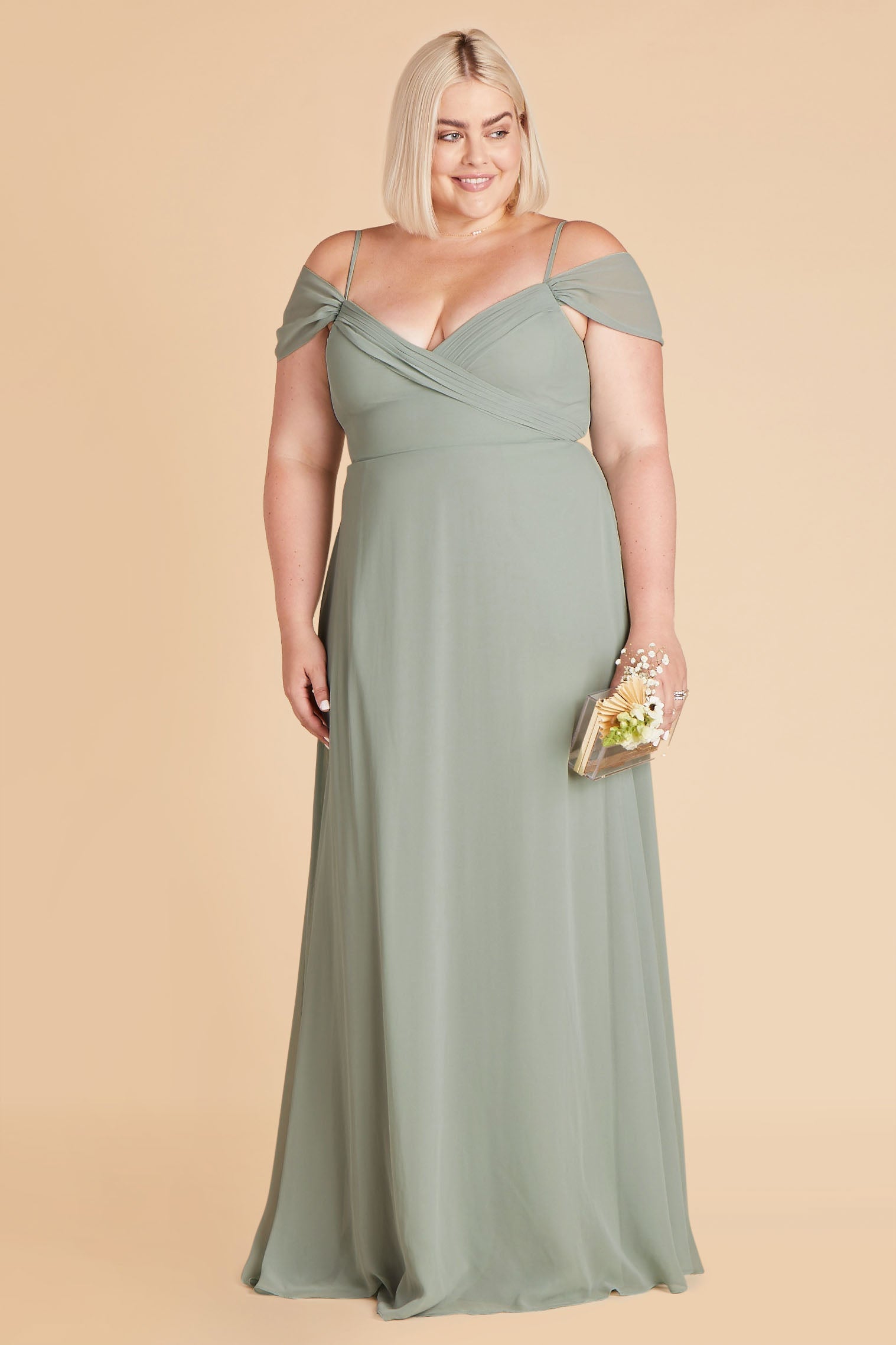 Off-the-Shoulder Convertible Dress with Pockets | Spence Sage