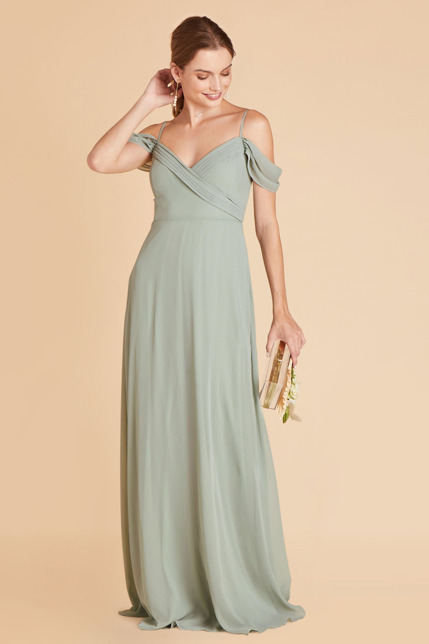 Off-the-Shoulder Convertible Dress with Pockets | Spence Sage