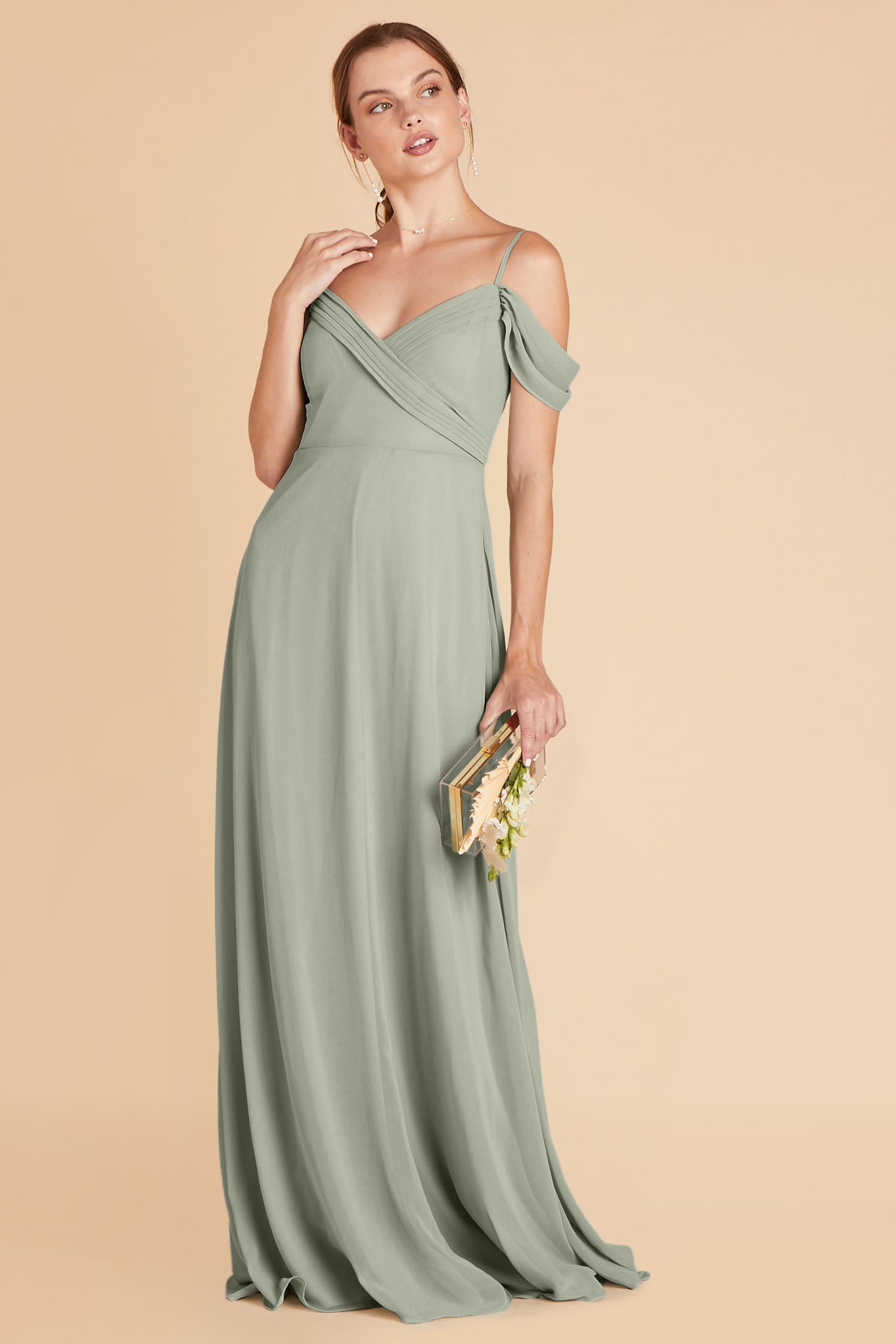 Off-the-Shoulder Convertible Dress with Pockets | Spence Sage