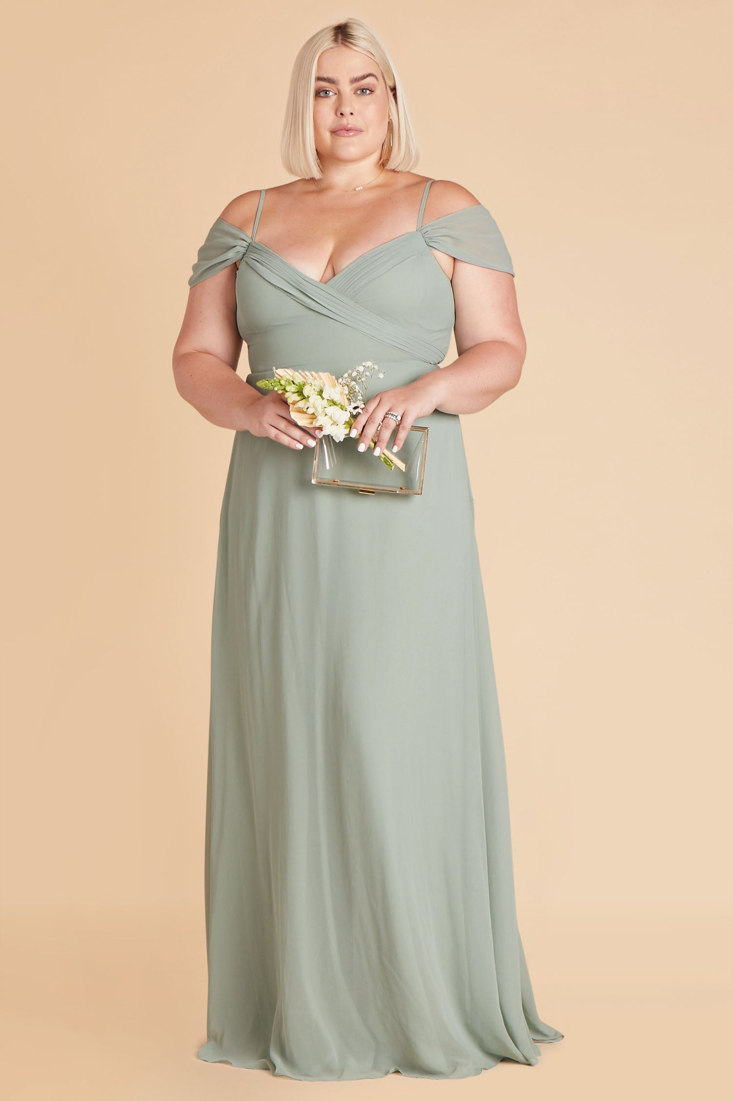 Off-the-Shoulder Convertible Dress with Pockets | Spence Sage