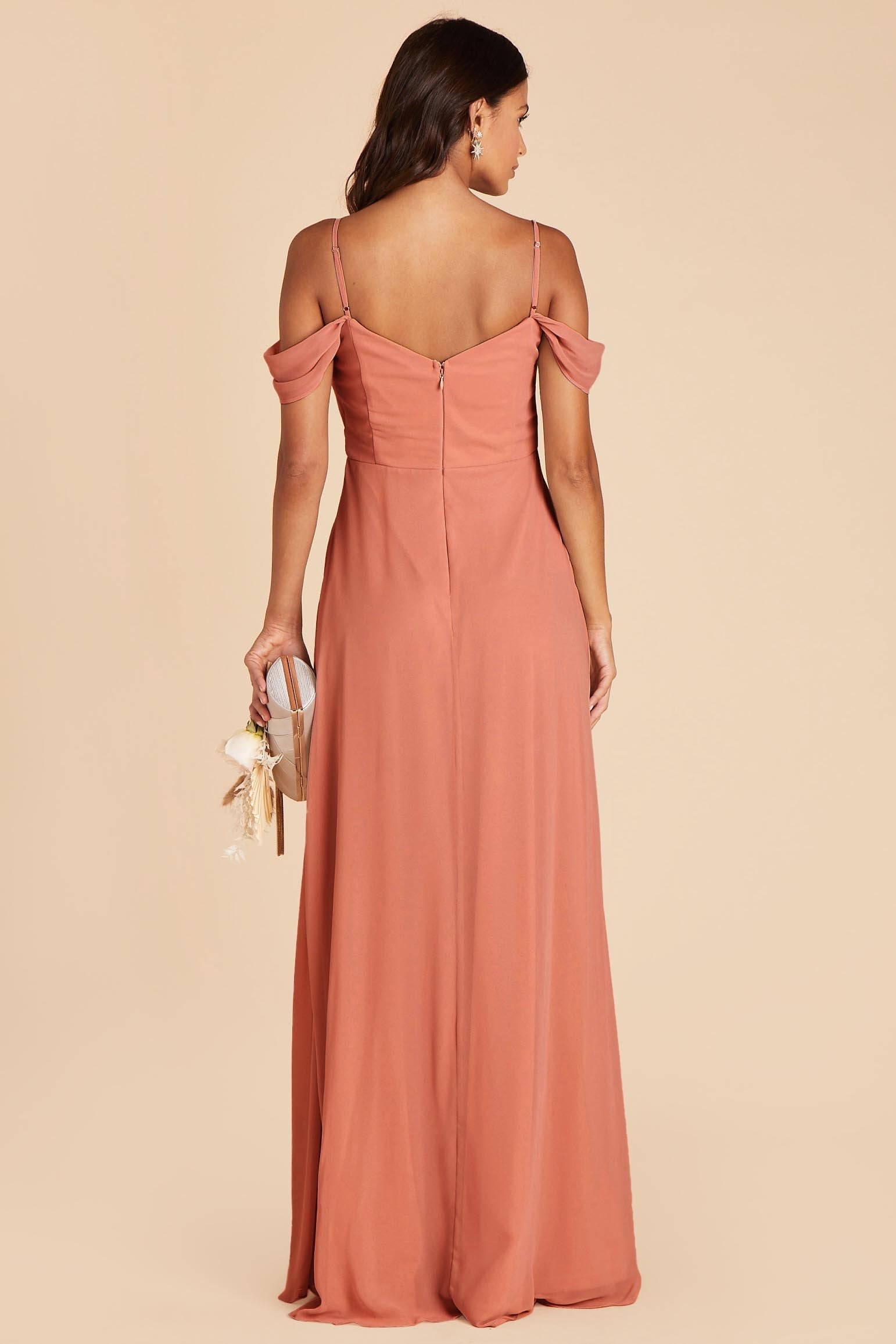 Off-the-Shoulder Convertible Dress with Pockets | Spence Terracotta