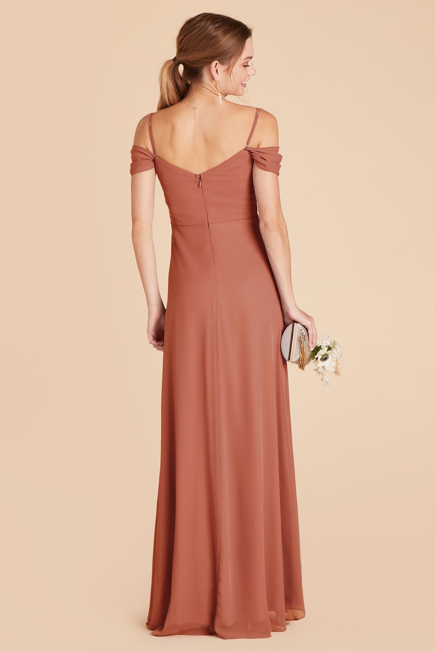 Off-the-Shoulder Convertible Dress with Pockets | Spence Terracotta