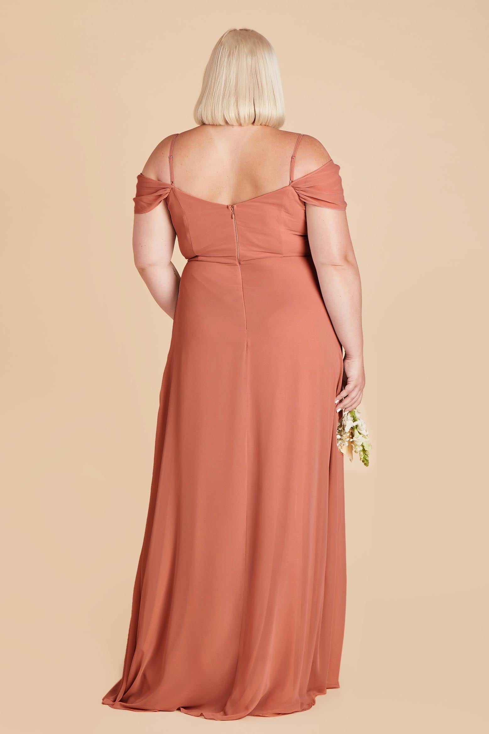 Off-the-Shoulder Convertible Dress with Pockets | Spence Terracotta