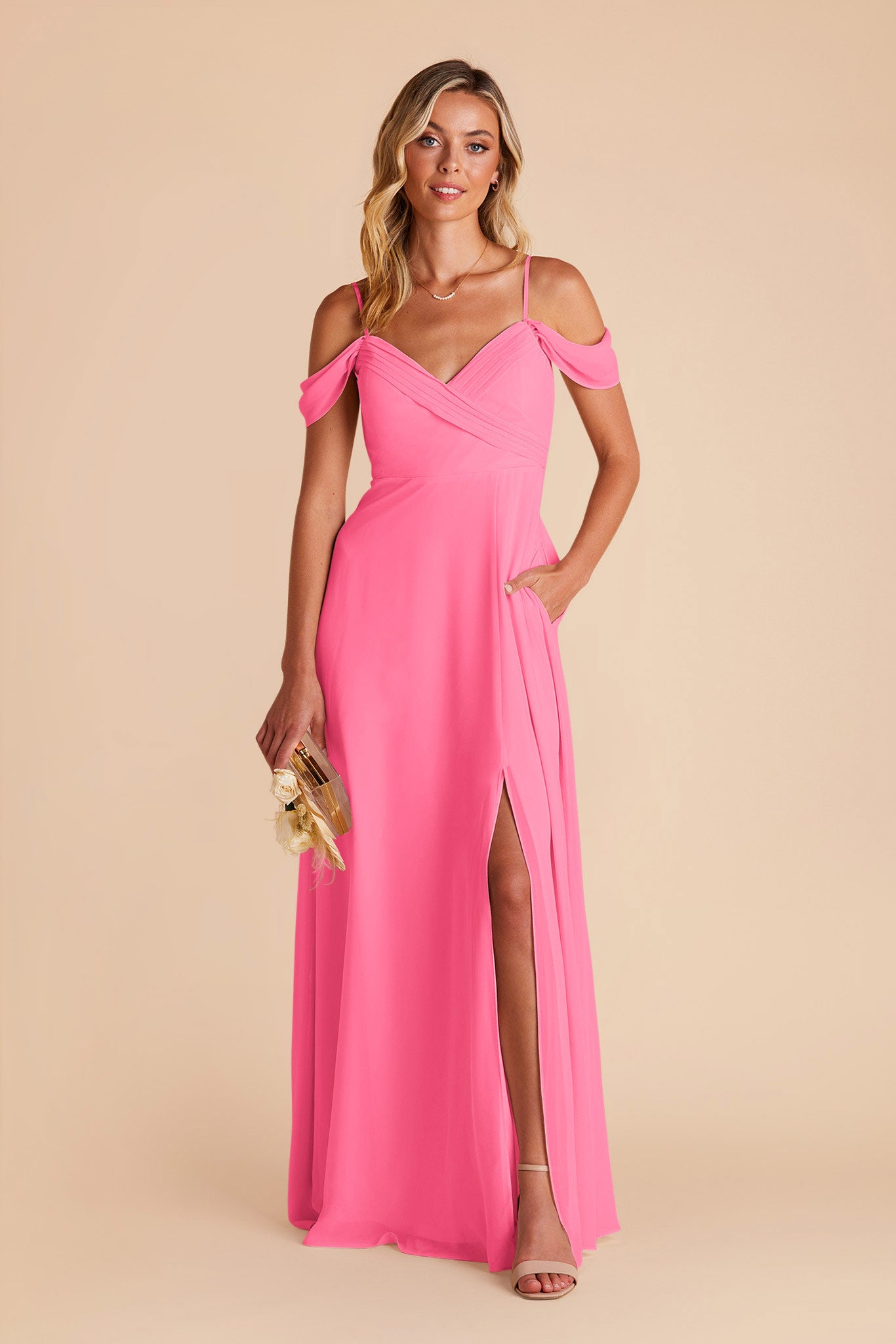 Off-the-Shoulder Convertible Dress with Pockets | Spence Bon Bon Pink