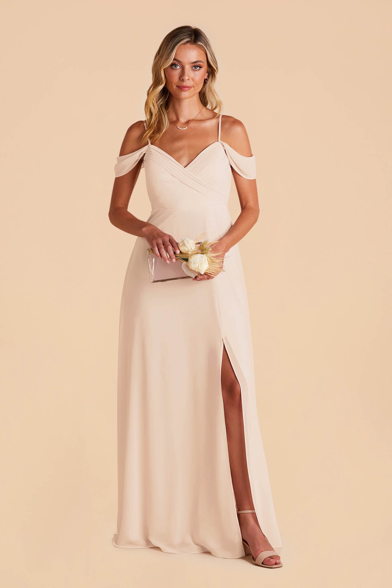 Off-the-Shoulder Convertible Dress with Pockets | Spence Champagne